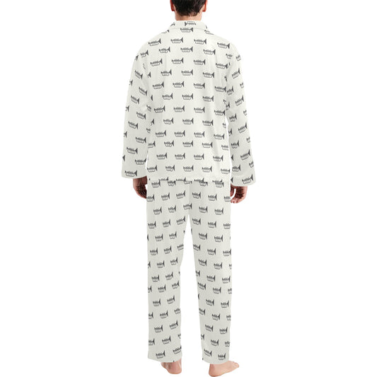 Trumpet Pattern Themed Print Men's Long Pajama Set