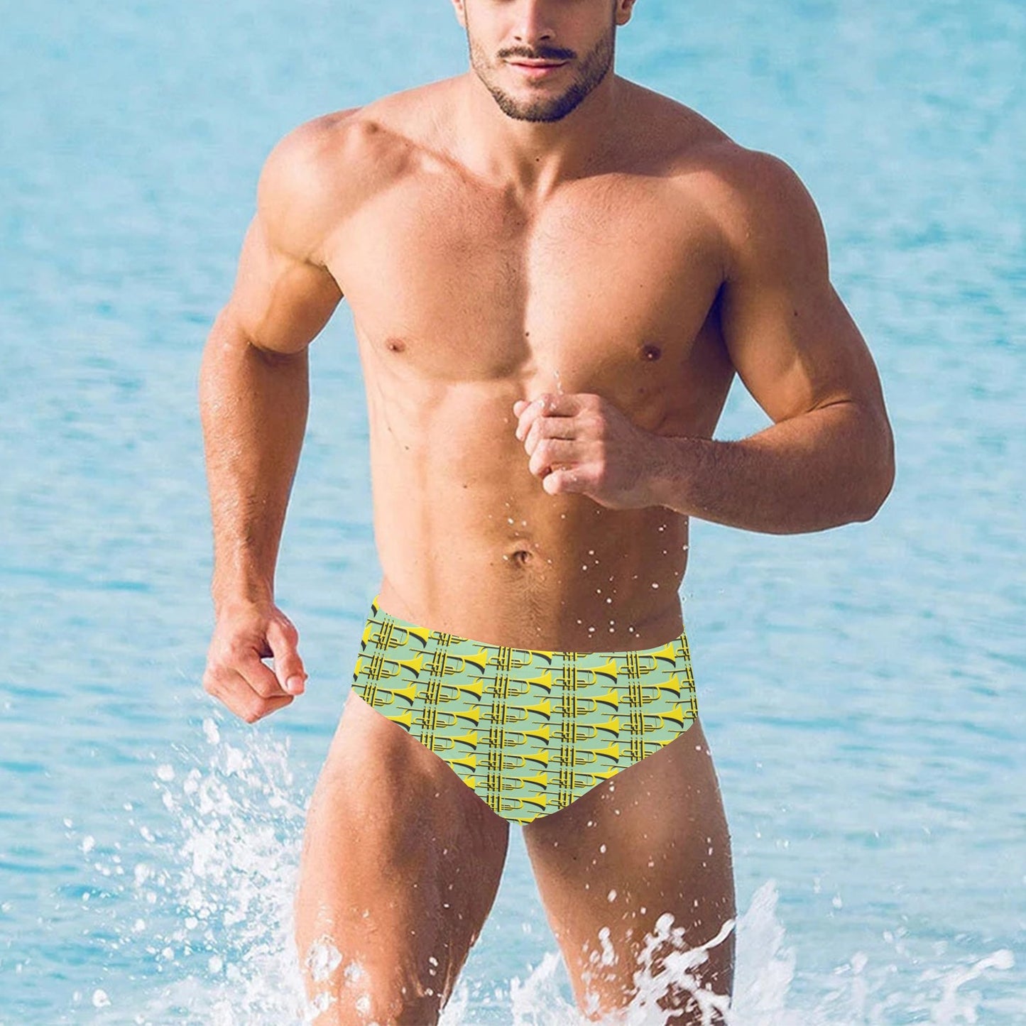 Trumpet Vintage Design Print Men's Swimming Briefs