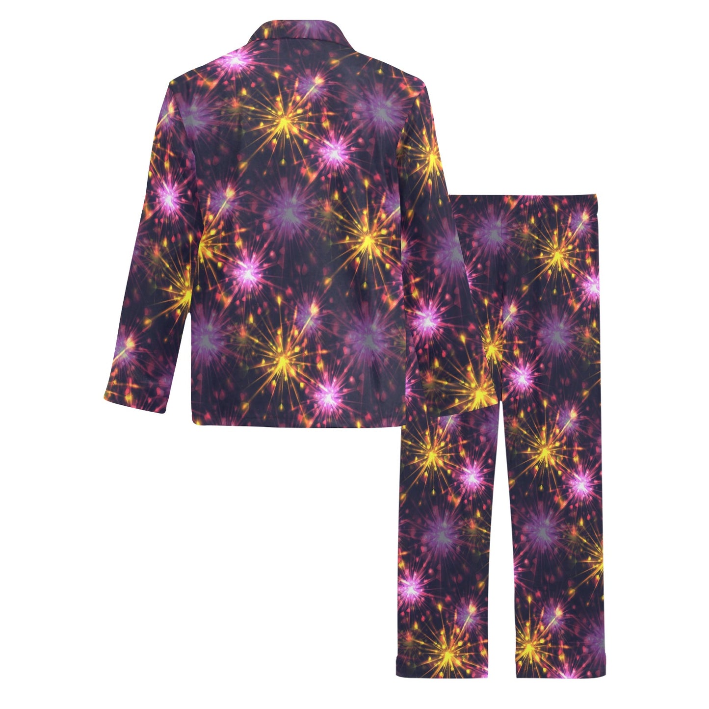 Firework Print Design LKS303 Men's Long Pajama Set