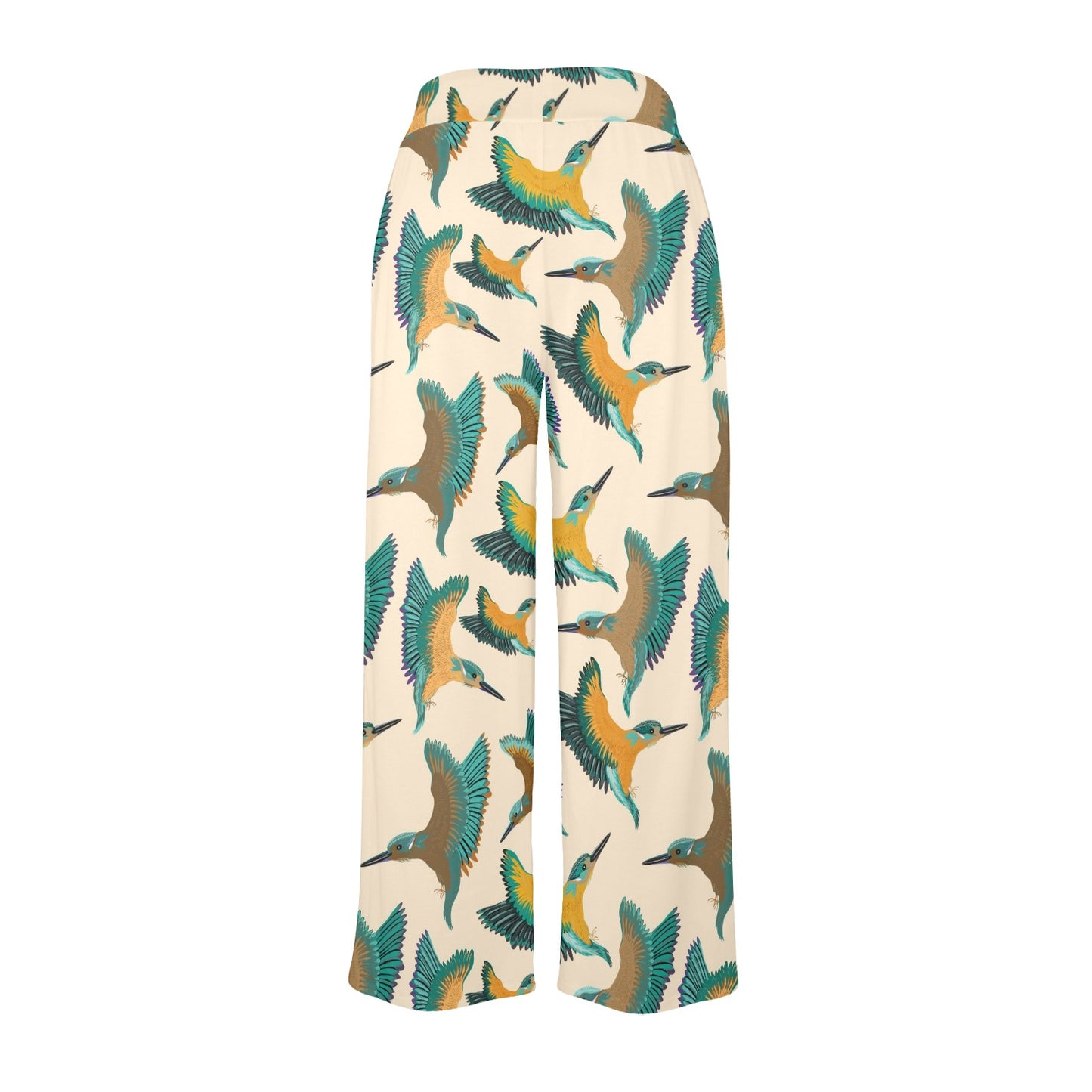 Kingfisher Pattern Print Design 02 Women's Wide Leg Lounge Pants