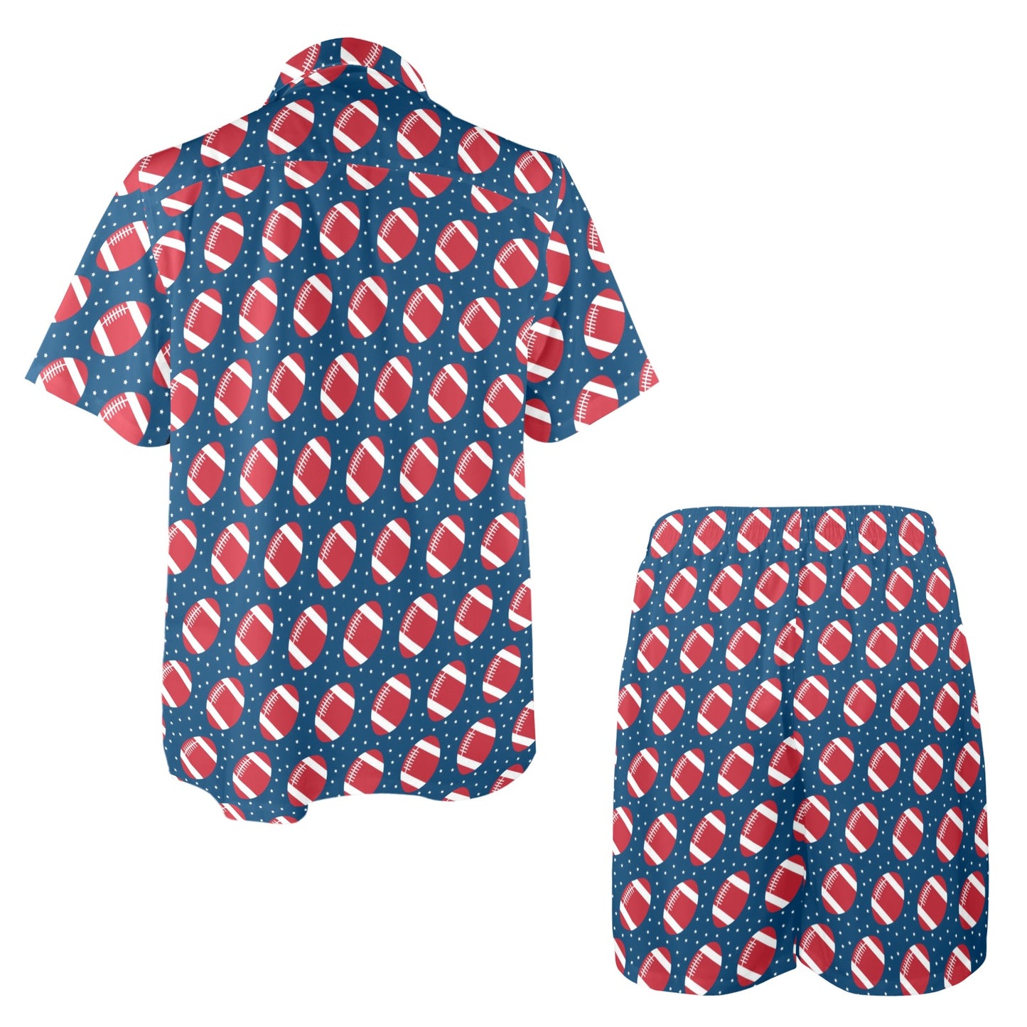 American Football Star Design Pattern Men's Beach Shirt and Shorts Set