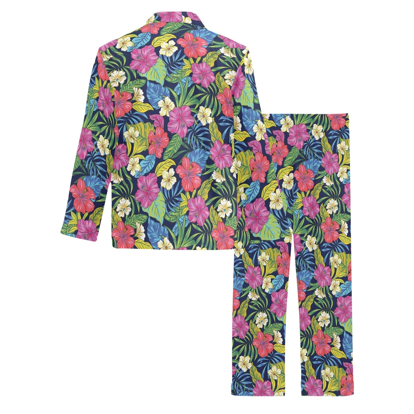 Hibiscus Print Design LKS3010 Men's Long Pajama Set