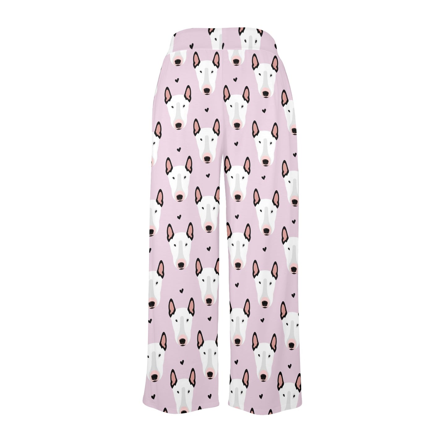 Bull Terrier Pink Print Pattern Women's Wide Leg Lounge Pants