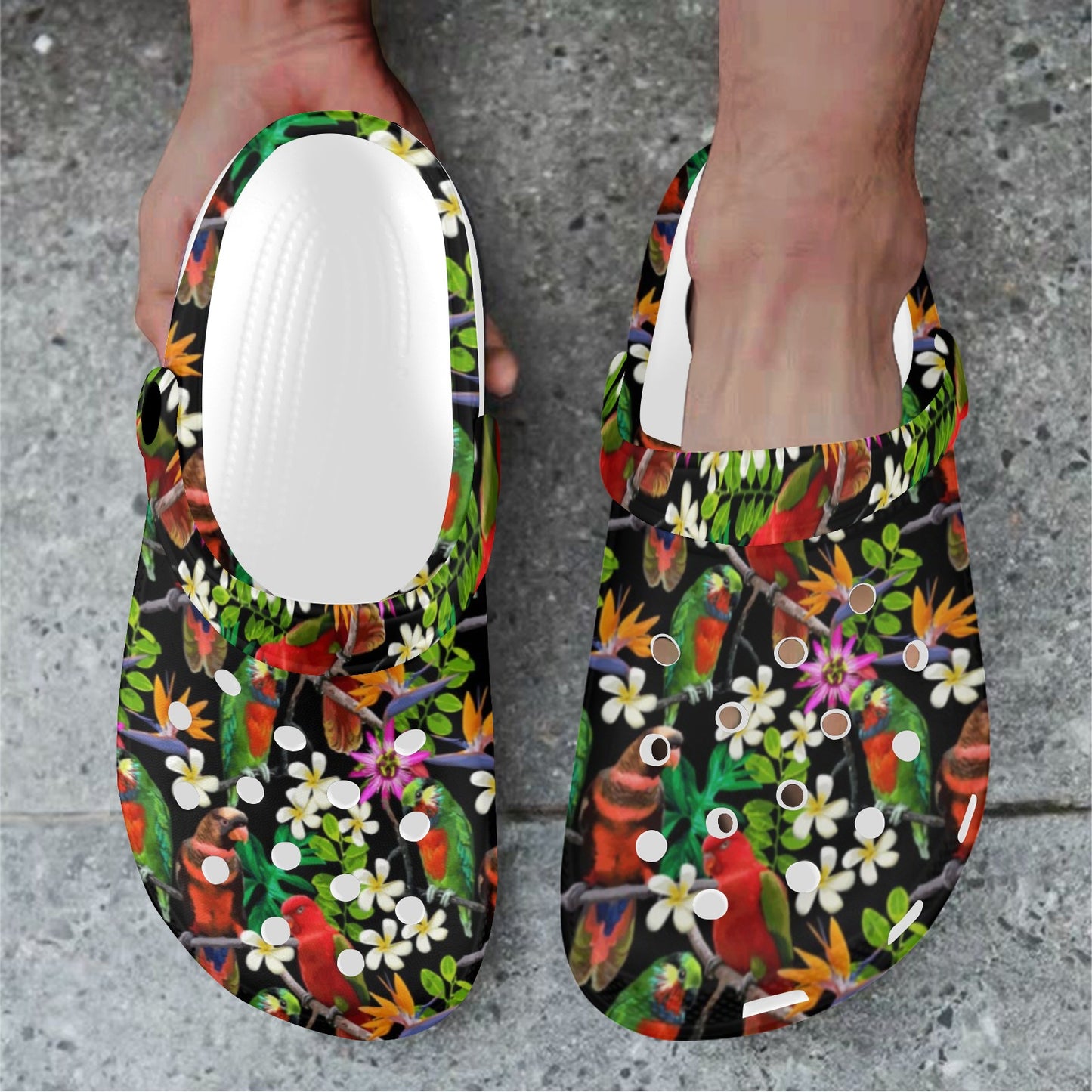 Parrot Design Print Unisex Clogs Shoes
