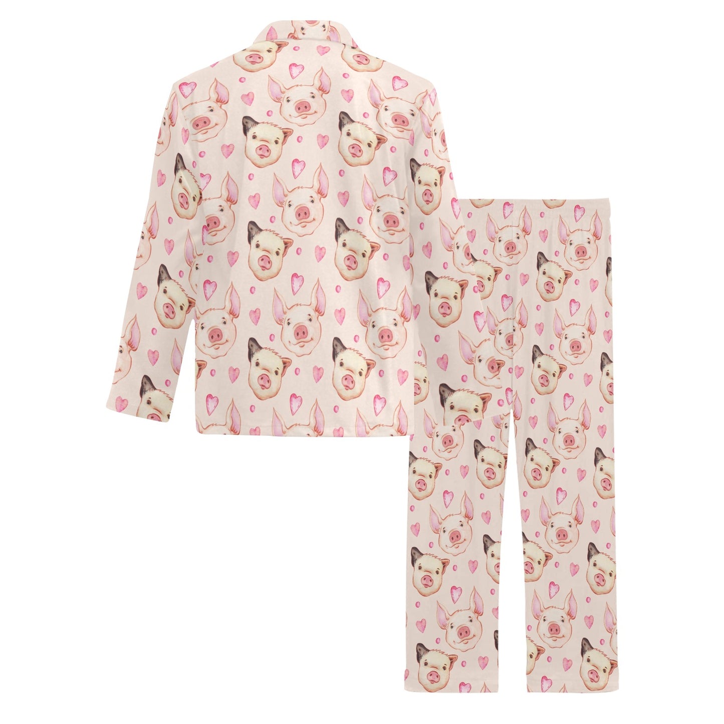 Pig Print Design LKS406 Men's Long Pajama Set