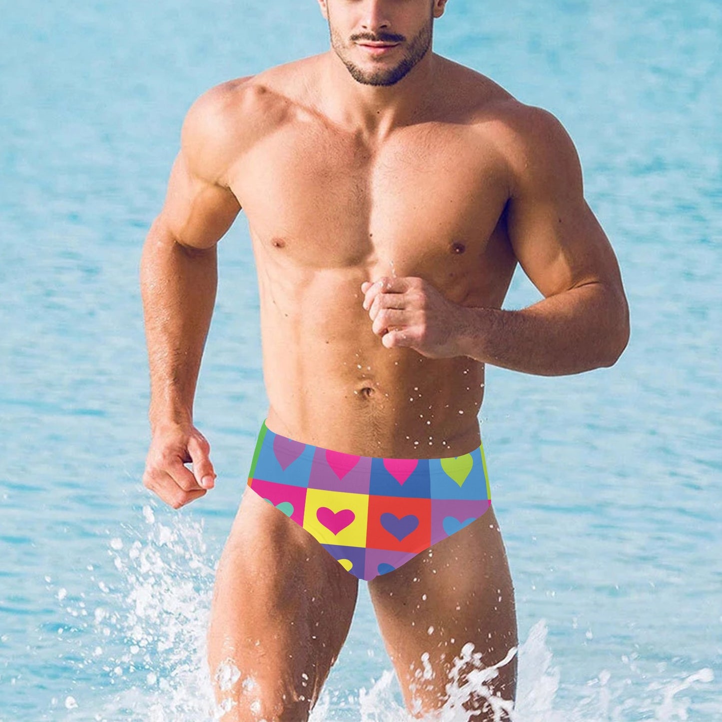 Pop Art Heart Pattern Print Design A01 Men's Swimming Briefs