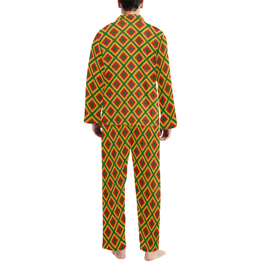 Rasta Reggae Color Cross Men's Long Pajama Set