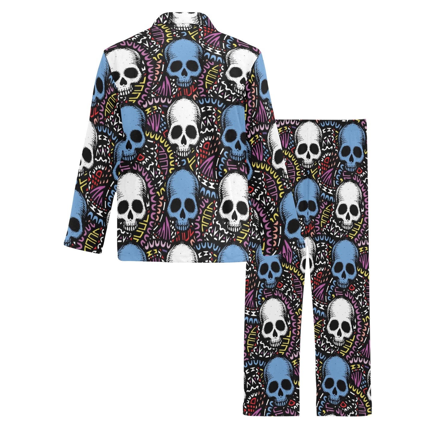 Skull Print Design LKS305 Men's Long Pajama Set