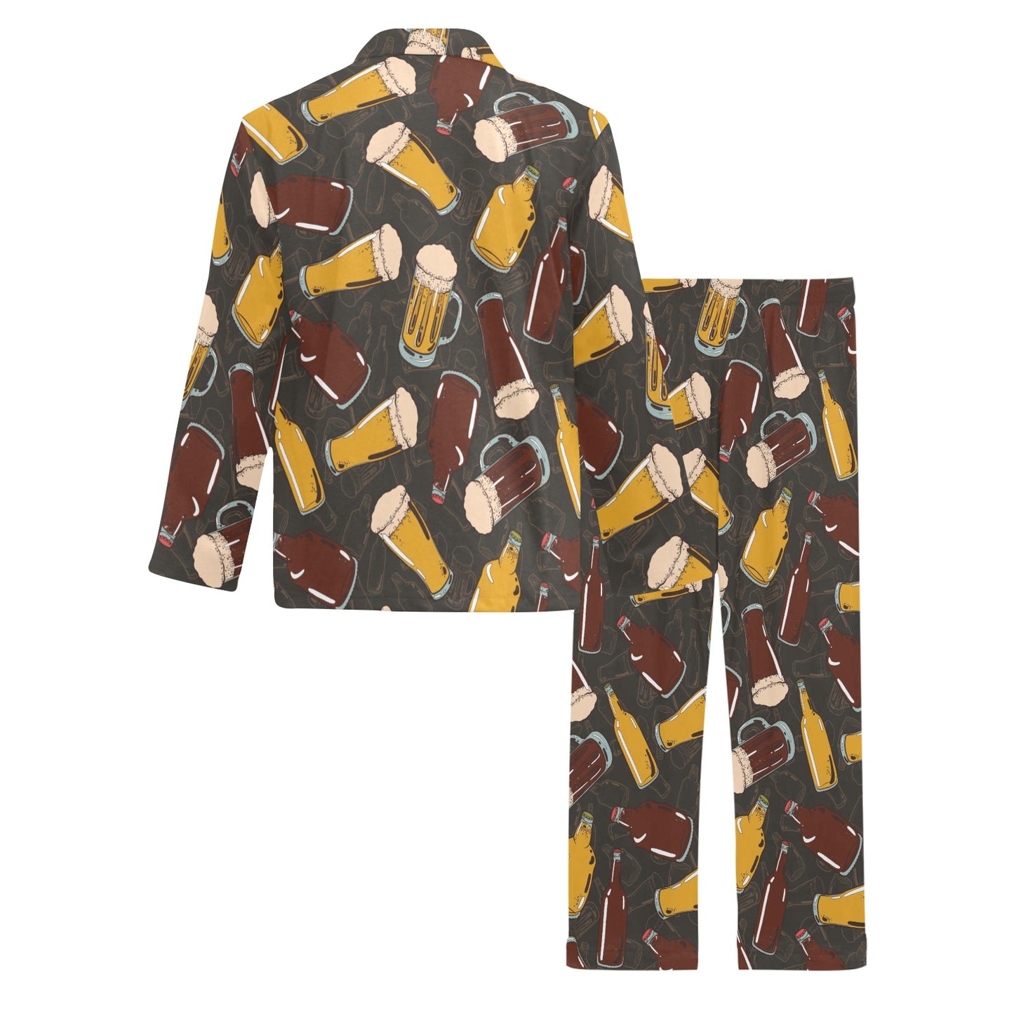 Beer Pattern Print Design 03 Men's Long Pajama Set