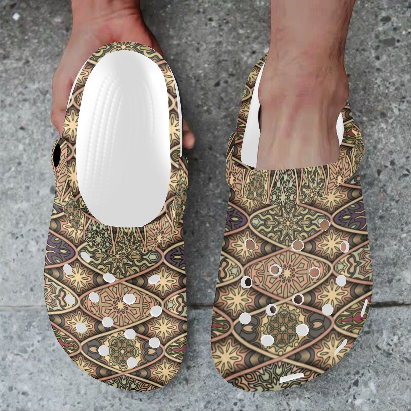 Mandala Motif Themed Design Print Unisex Clogs Shoes