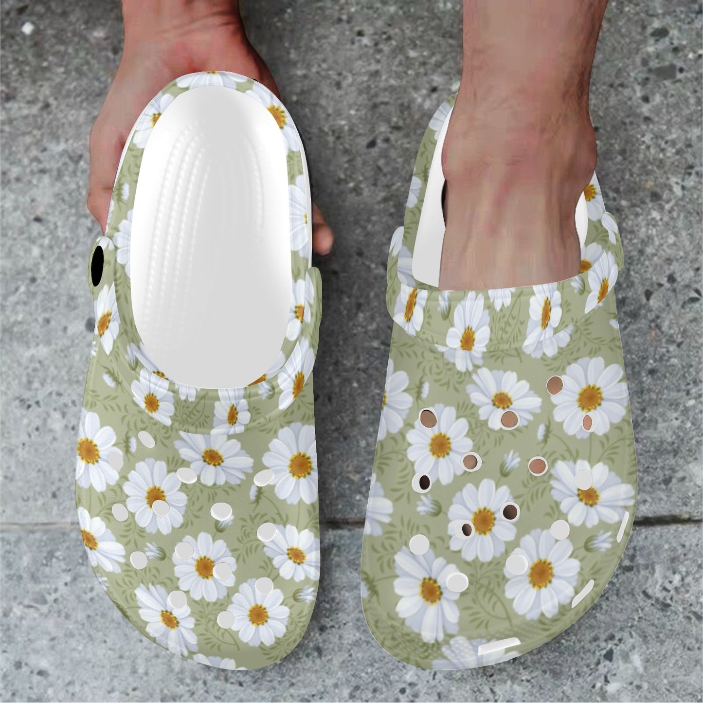 Daisy Yellow Print Pattern Unisex Clogs Shoes