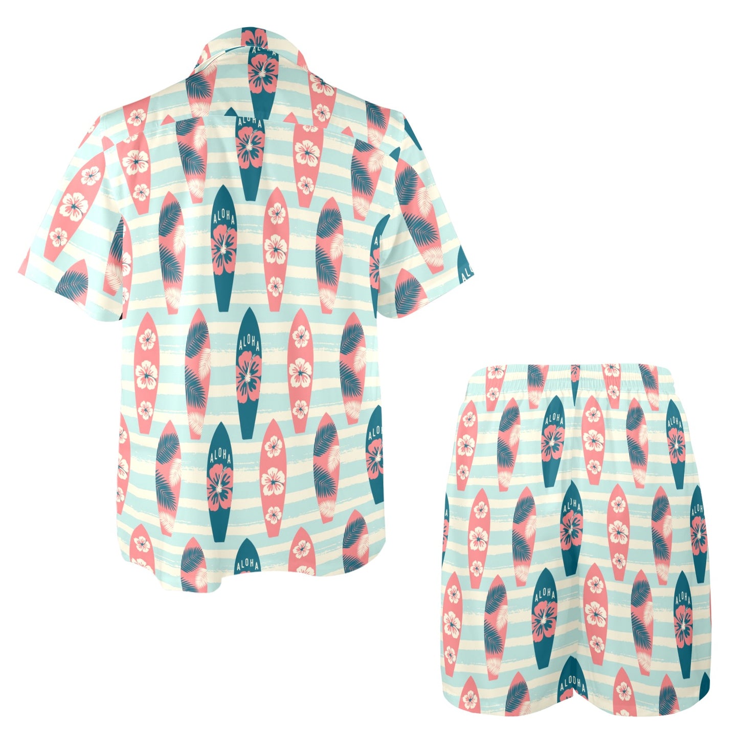 Aloha Hawaii Surfboard Pattern Print Design 02 Men's Beach Shirt and Shorts Set