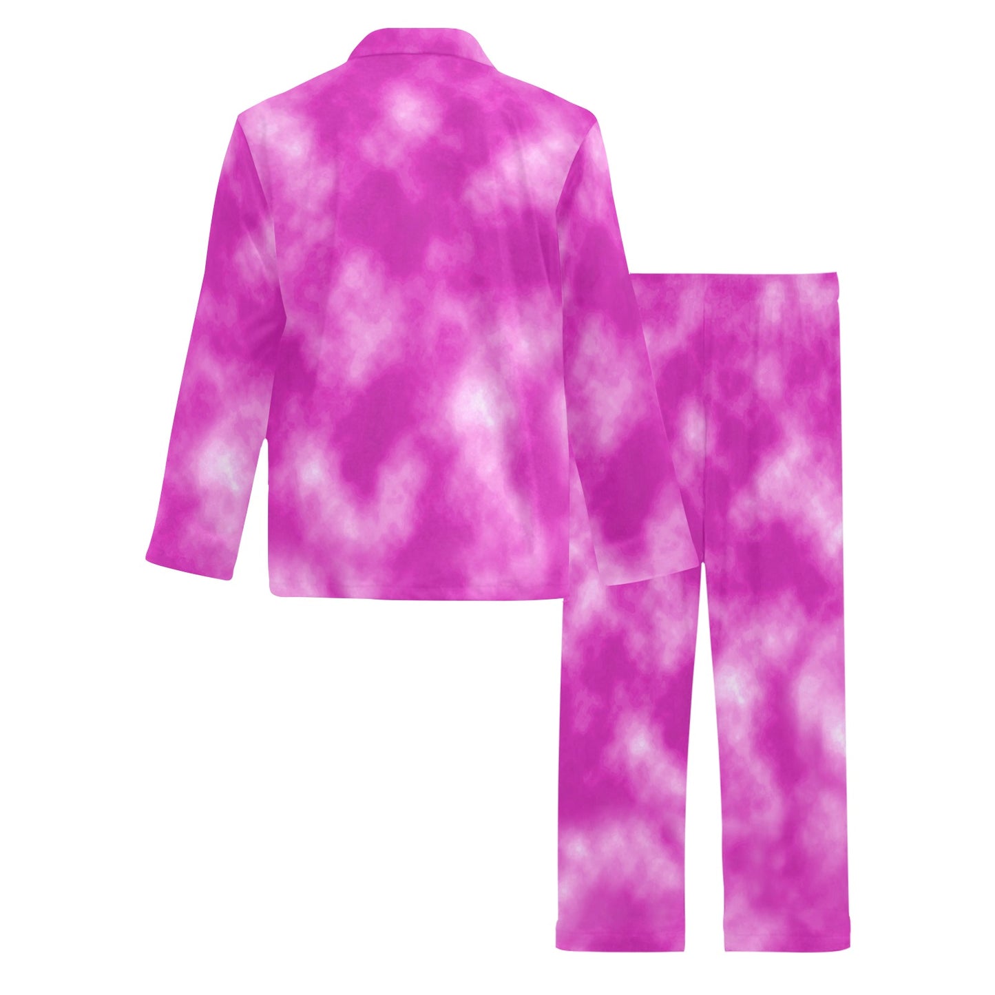 Tie Dye Pink Design Print Men's Long Pajama Set