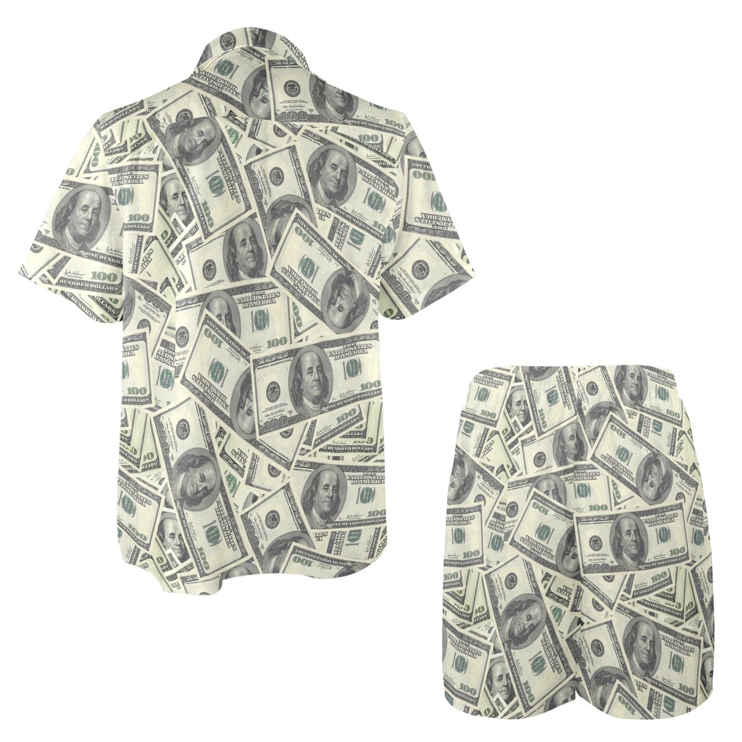 Dollar Pattern Print Design DO02 Men's Beach Shirt and Shorts Set