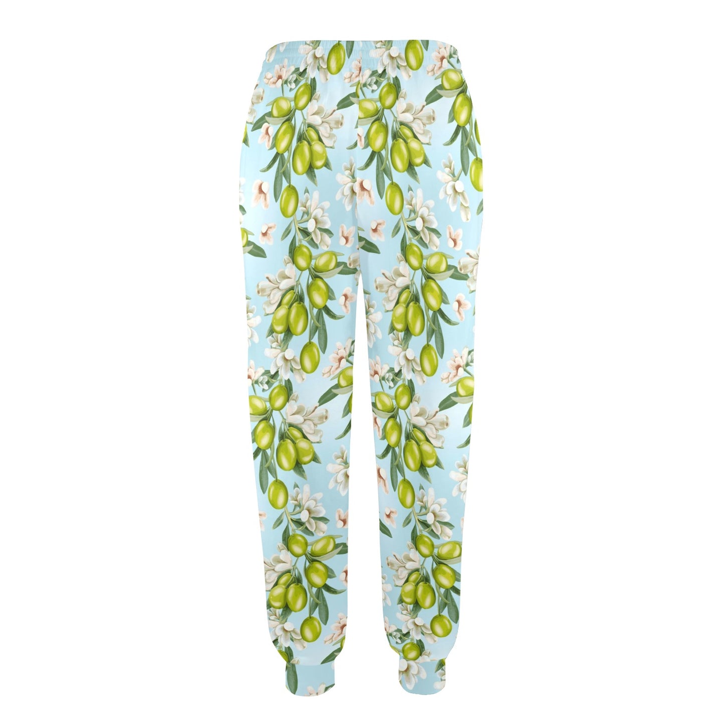 Elegant Olive Floral Print Women's Casual Track Pants