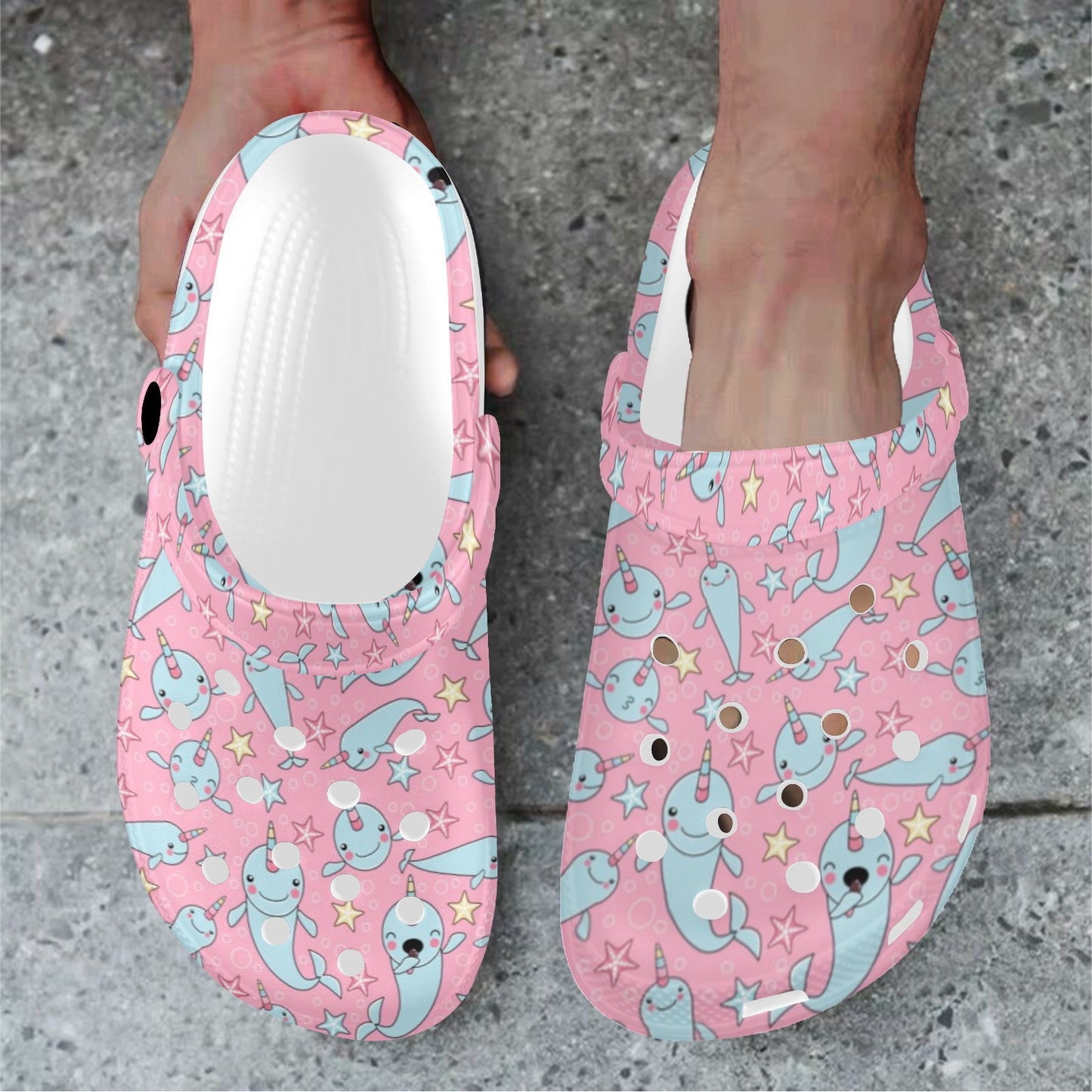 Narwhal Cartoon Cute Print Unisex Clogs Shoes