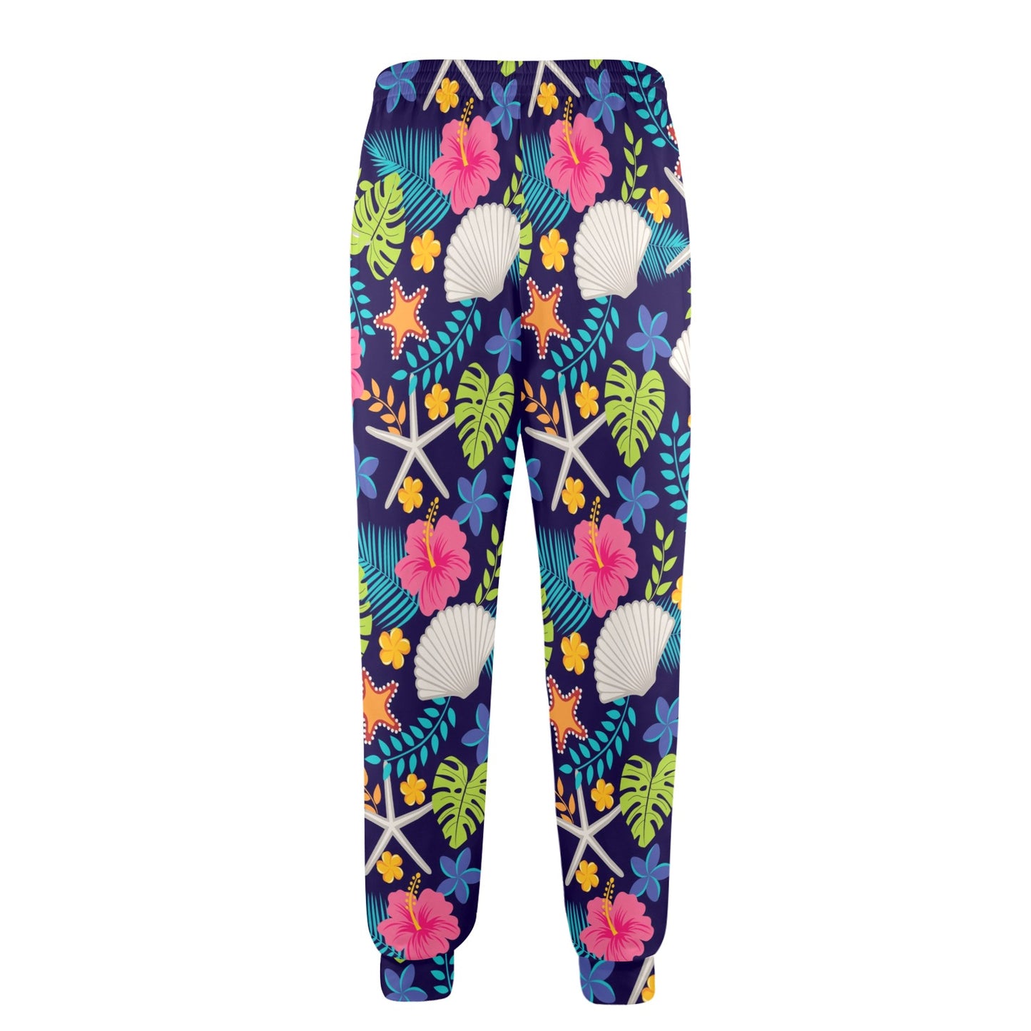 Beach Seashell Floral Theme Men's Casual Track Pants