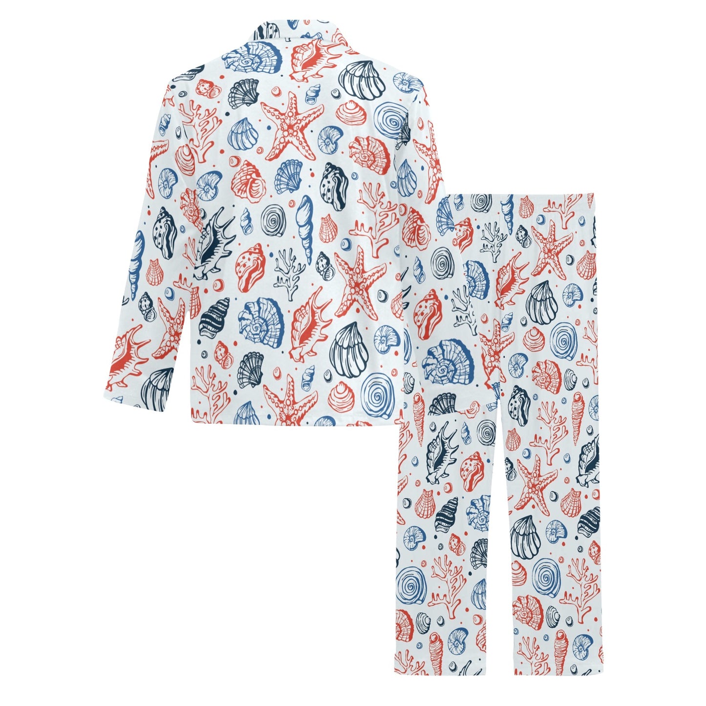 Seashell Print Design LKS307 Men's Long Pajama Set