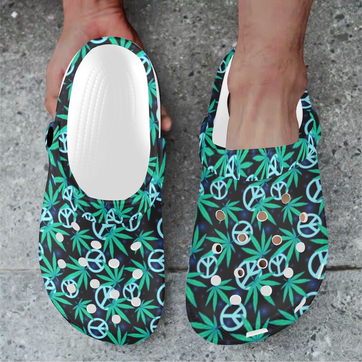 Peace Sign Themed Design Print Unisex Clogs Shoes