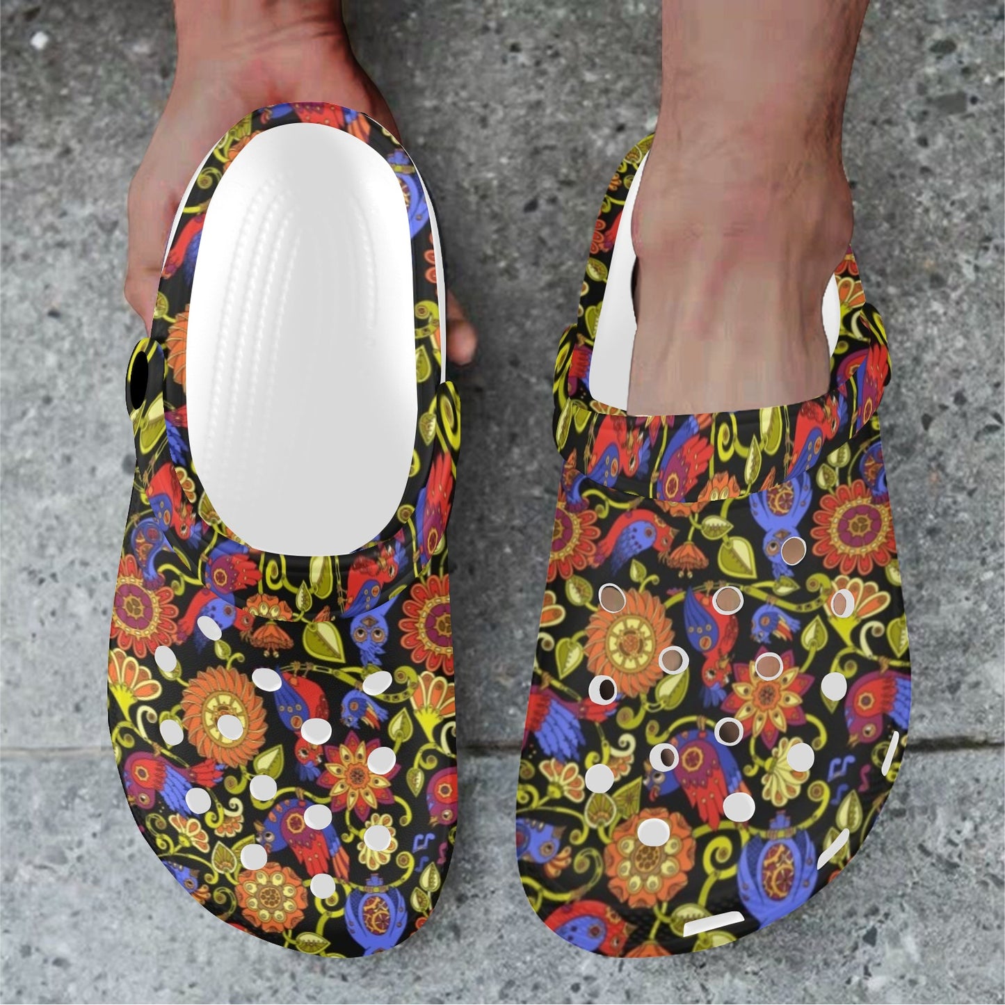 Steampunk Bird Design Themed Print Unisex Clogs Shoes