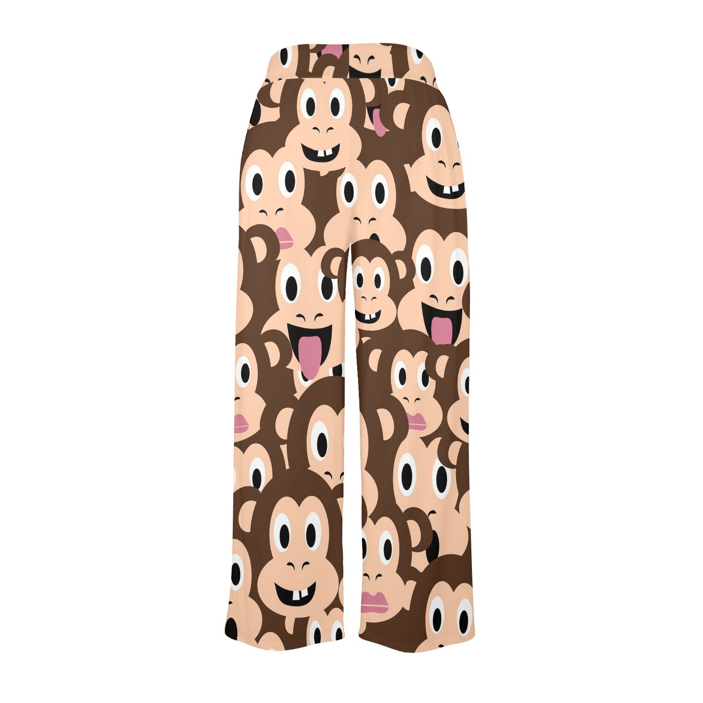 Emoji Monkey Print Pattern Women's Wide Leg Lounge Pants