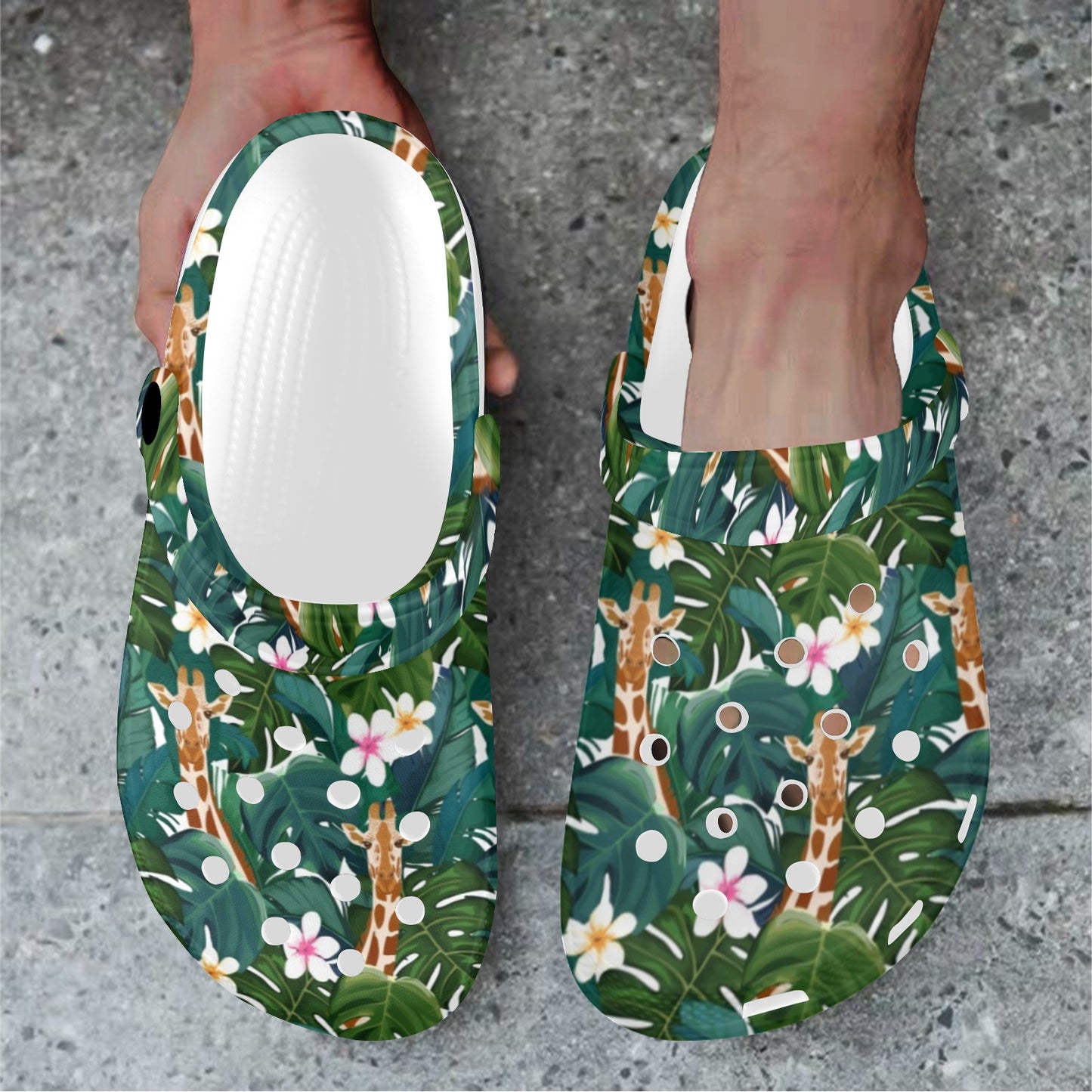 Giraffe Jungle Design Print Unisex Clogs Shoes