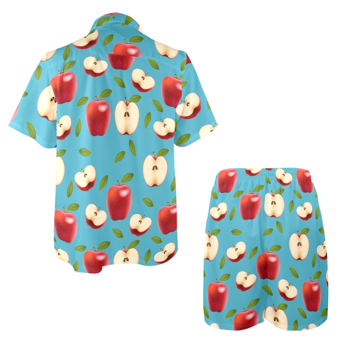 Apple Pattern Print Design AP012 Men's Beach Shirt and Shorts Set