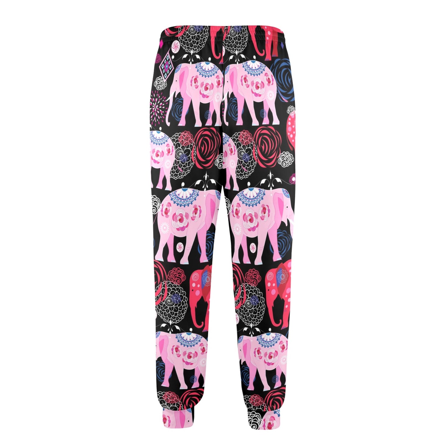 Pink Elephant Pattern Men's Casual Track Pants