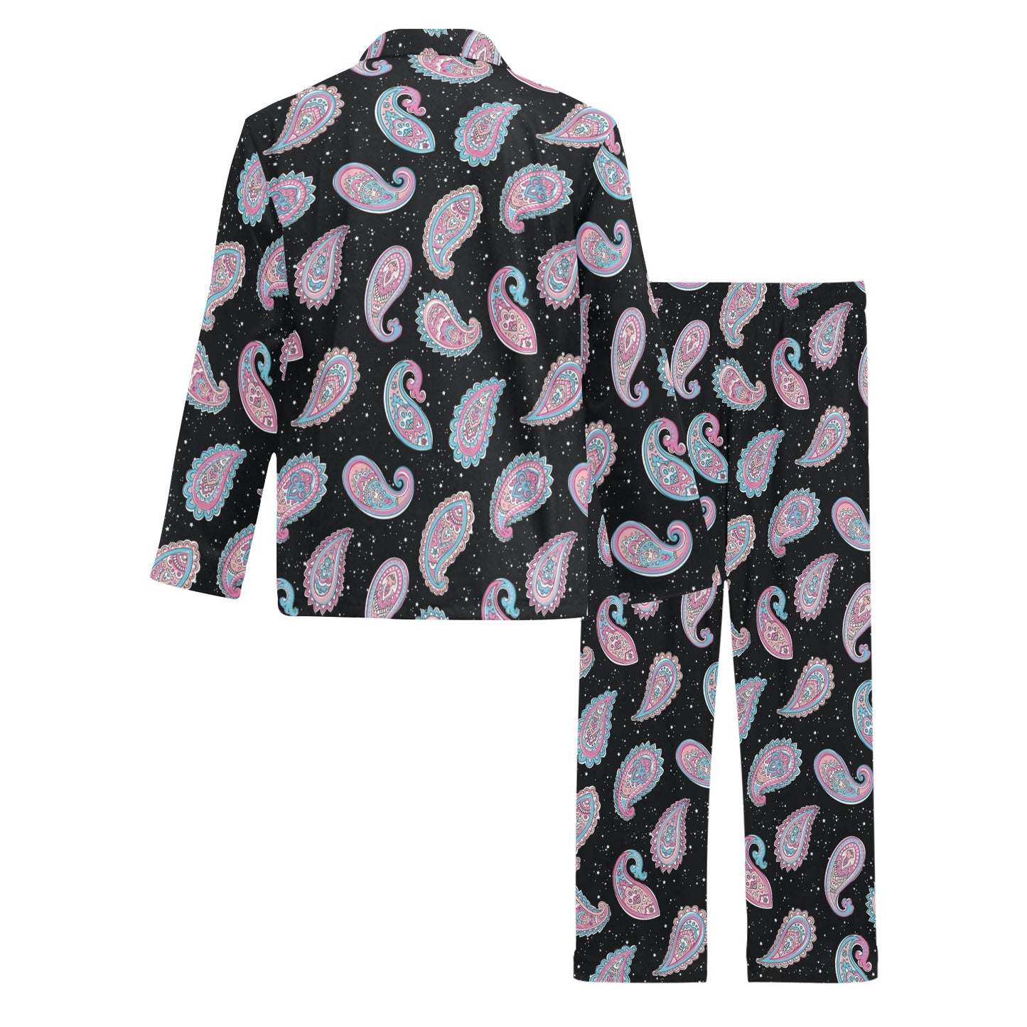 Paisley Pink Design Mandala Print Men's Long Pajama Set