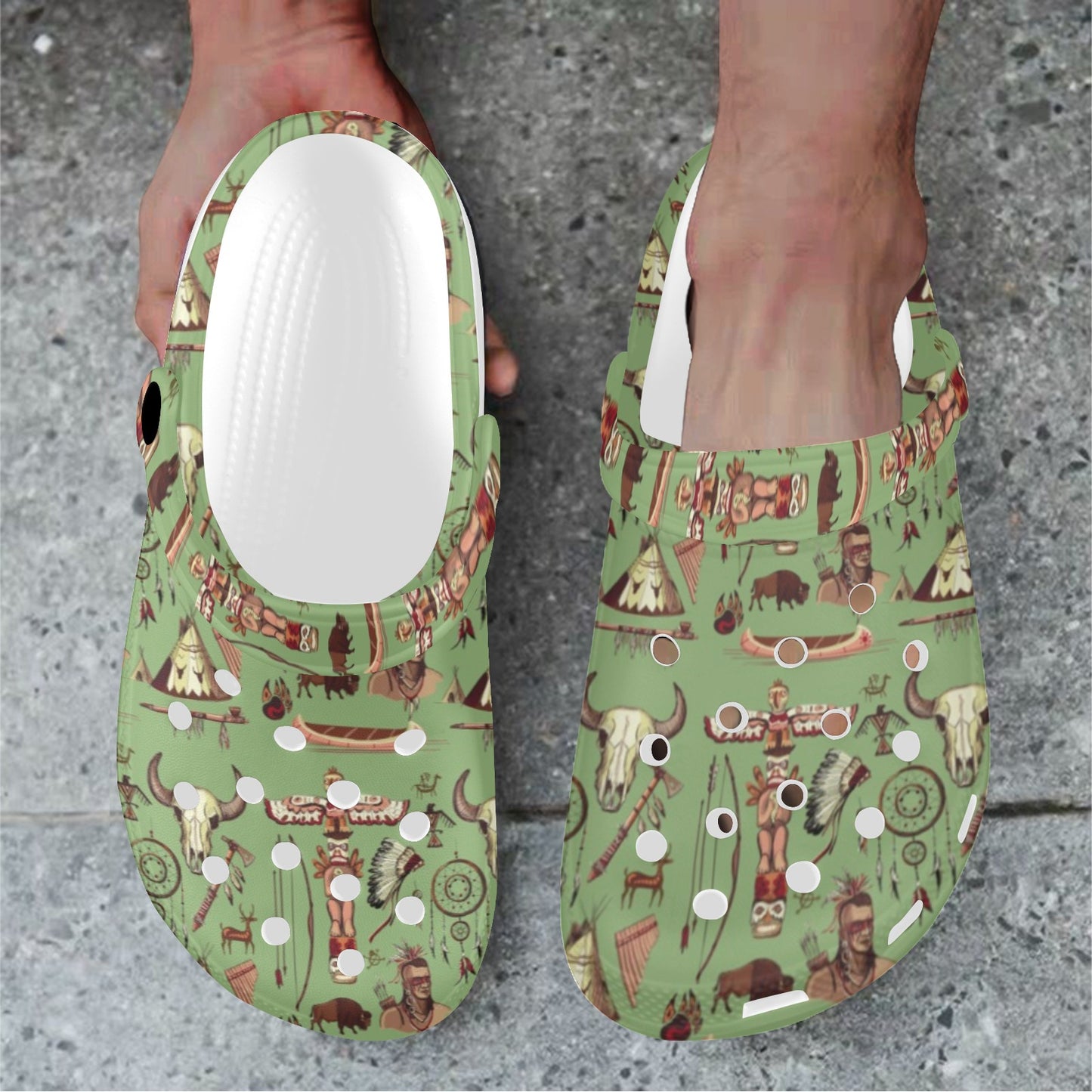 Native Indian Themed Design Print Unisex Clogs Shoes