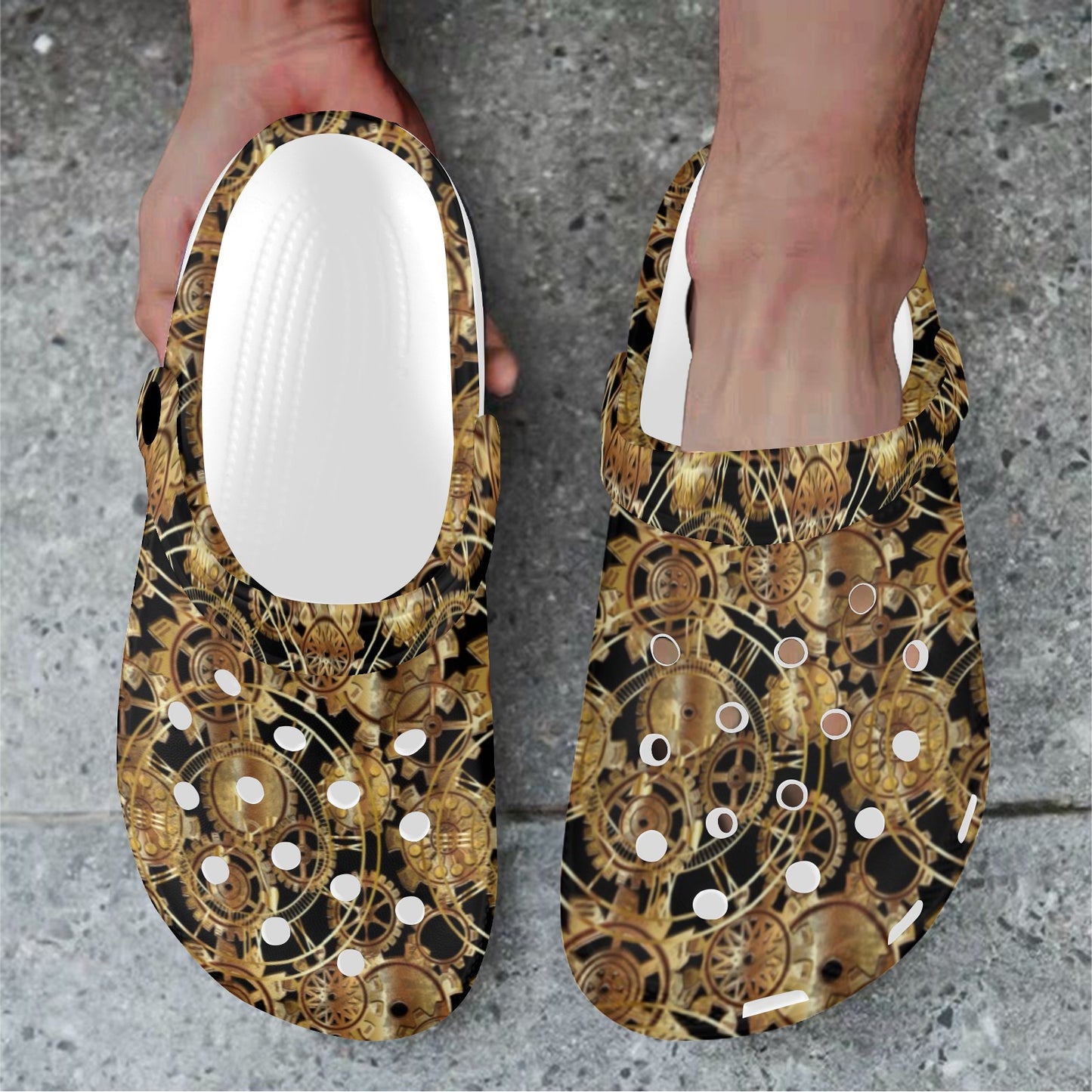 Steampunk Gear Design Themed Print Unisex Clogs Shoes