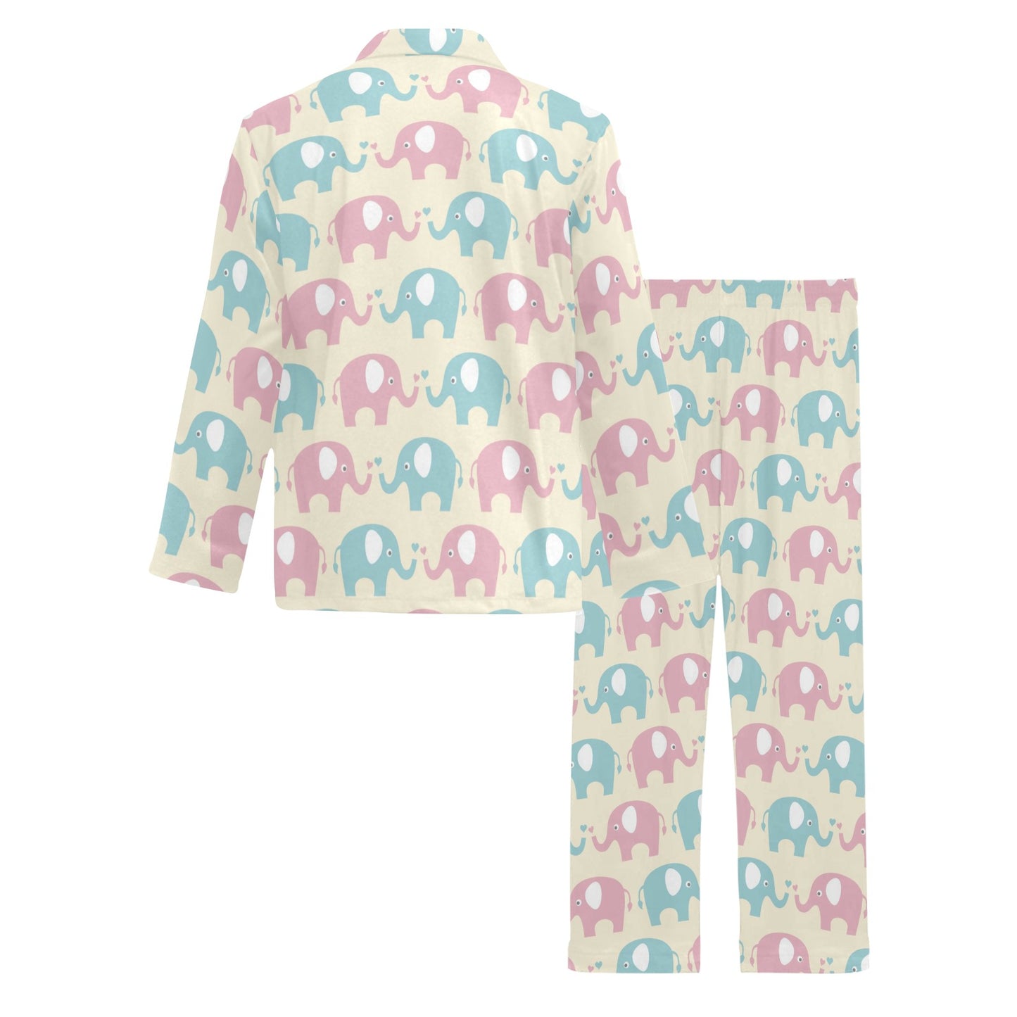 Elephant Baby Pastel Print Pattern Men's Long Pajama Set
