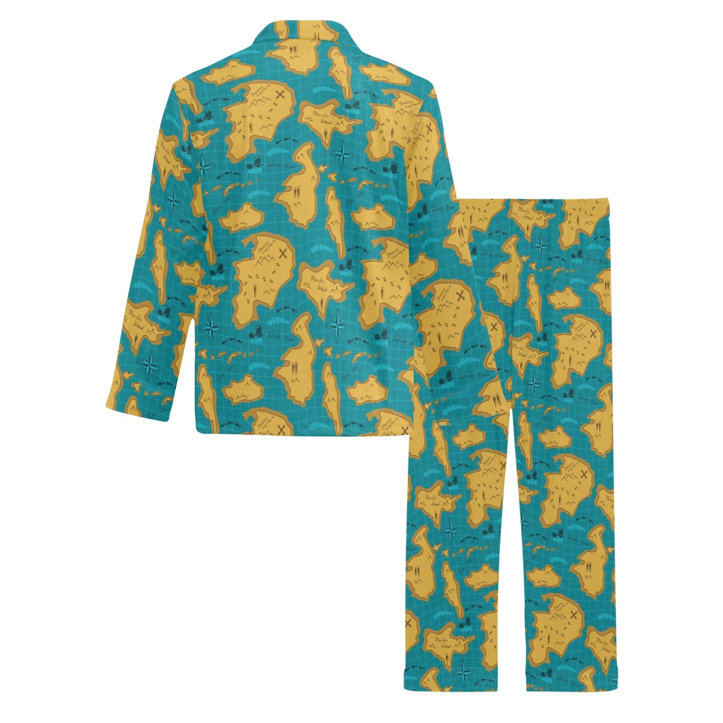 World Map Print Design LKS301 Men's Long Pajama Set