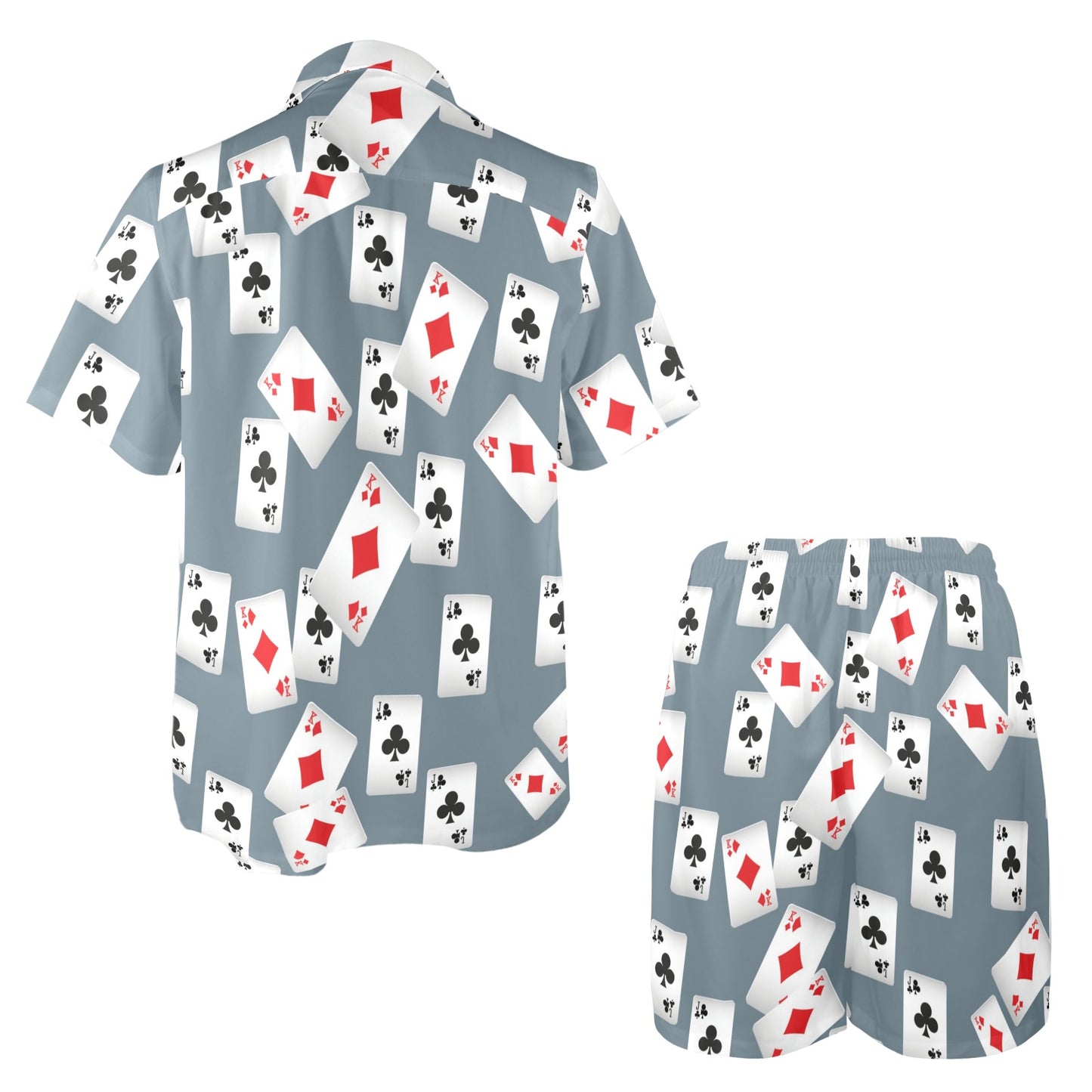 Poker Cards Pattern Print Design A05 Men's Beach Shirt and Shorts Set