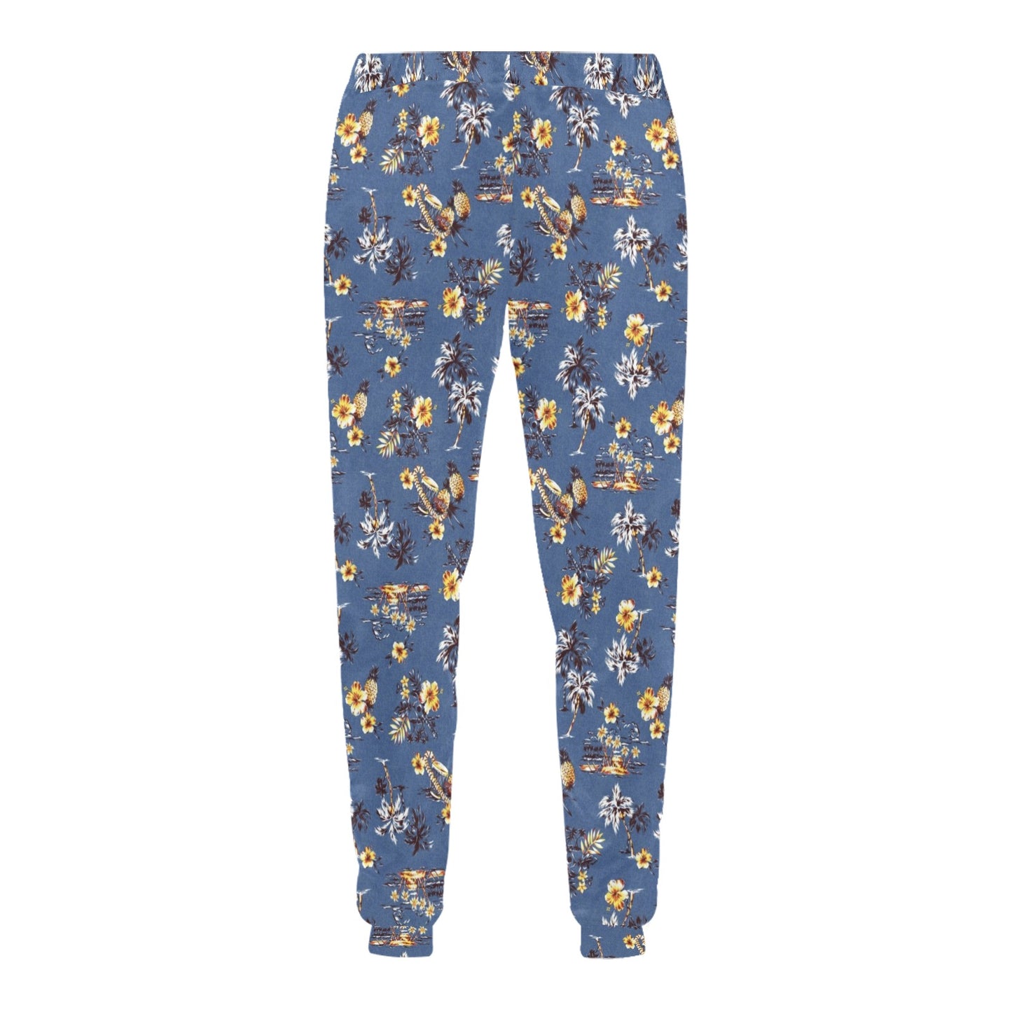 Hawaiian Flower Blue Print Men's Sweatpants