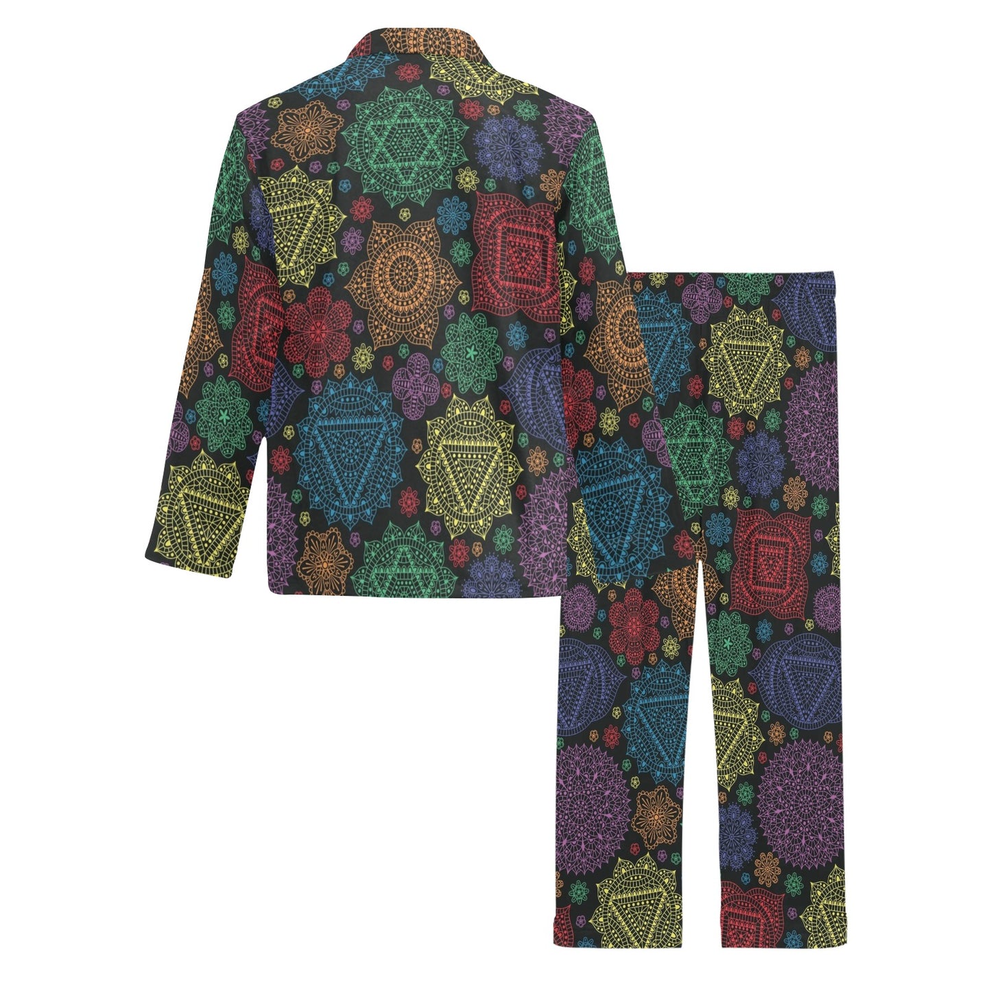 Chakra Mandala Print Pattern Men's Long Pajama Set