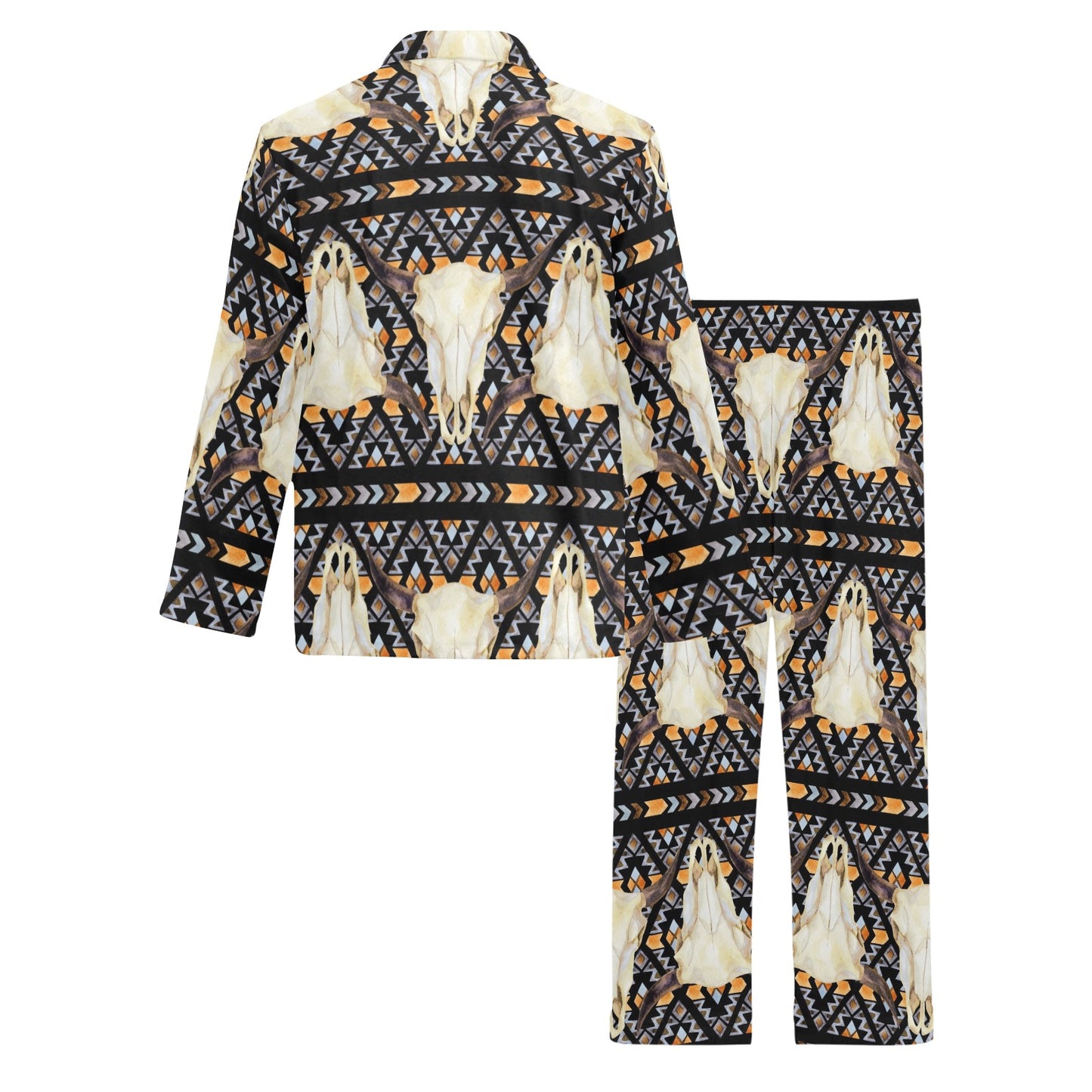 Buffalo Head Pattern Print Design 03 Men's Long Pajama Set