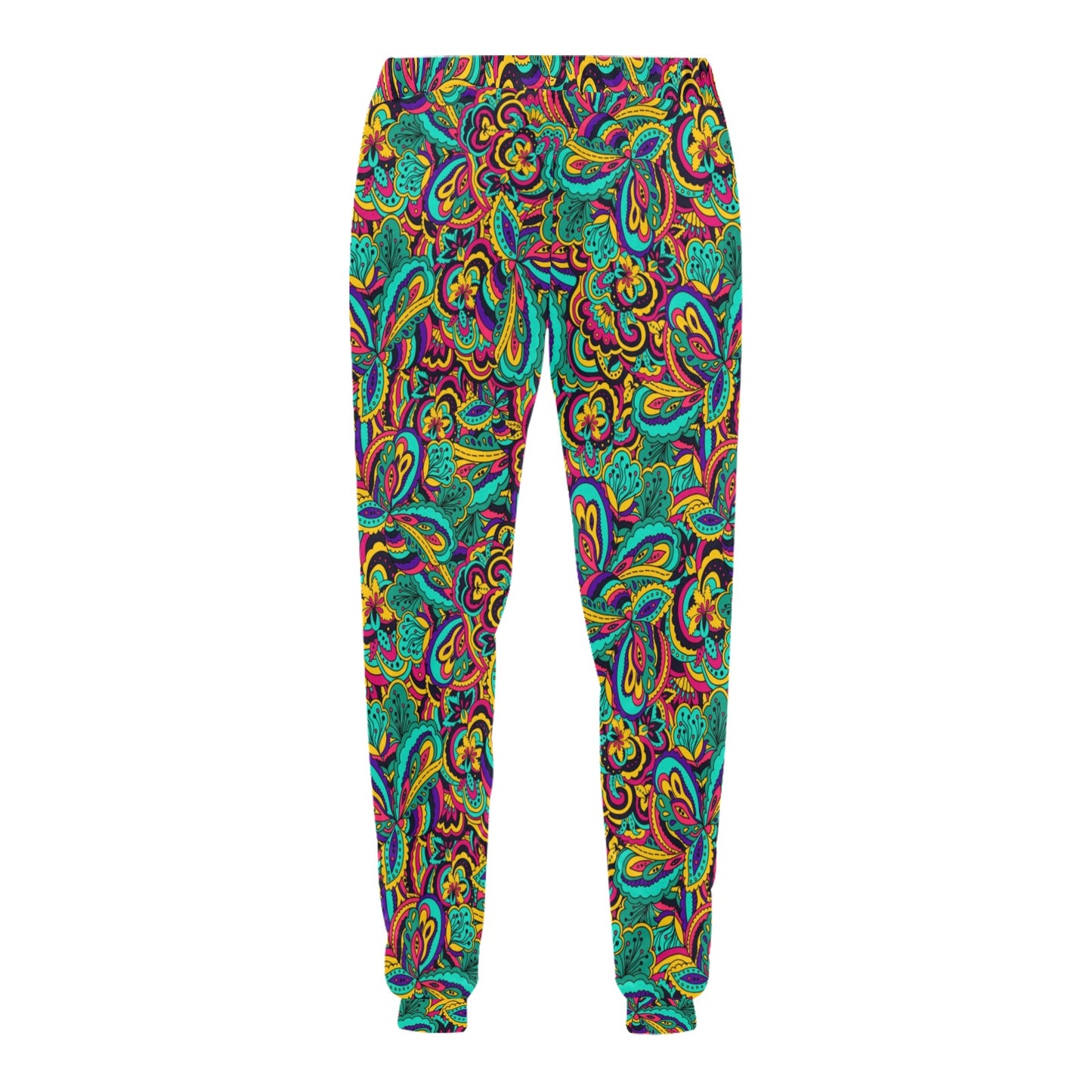 Psychedelic Trippy Floral Design Men's Sweatpants