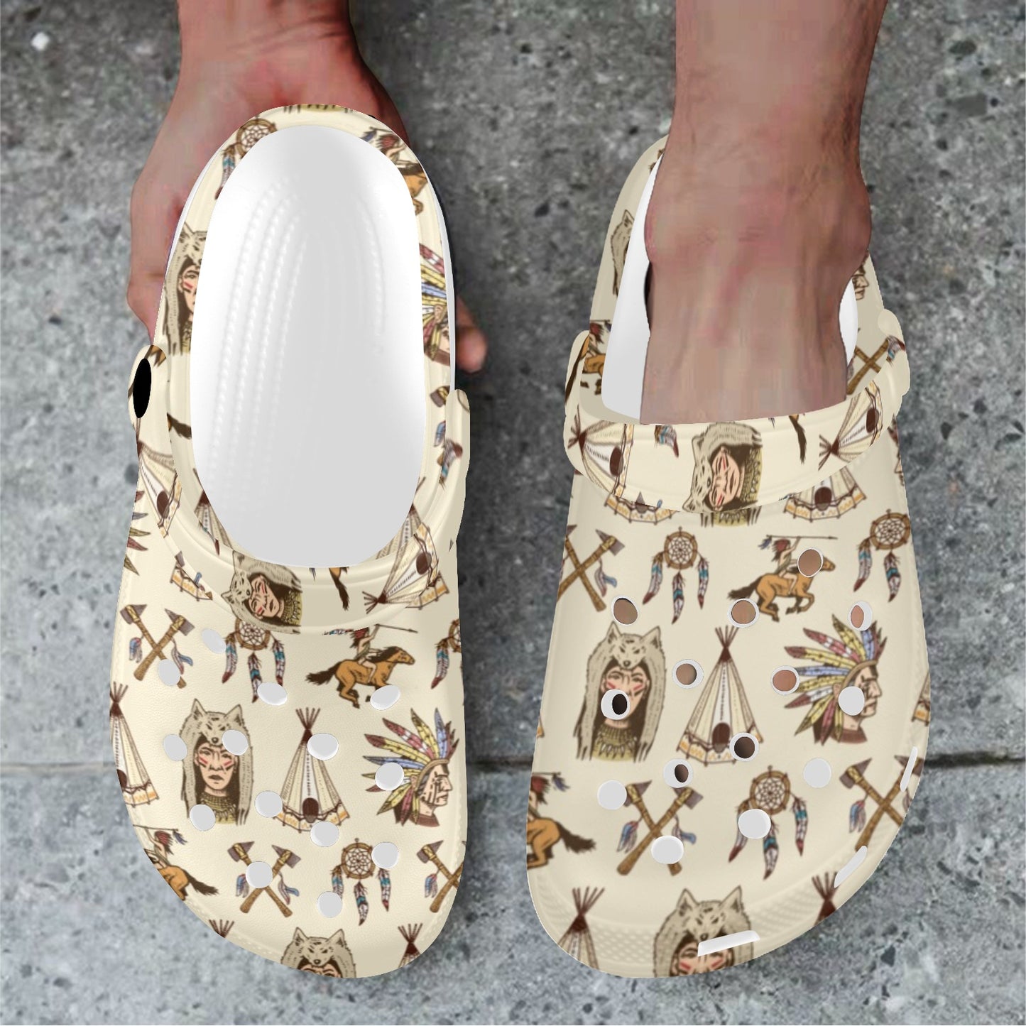 Native Indian Pattern Design Print Unisex Clogs Shoes
