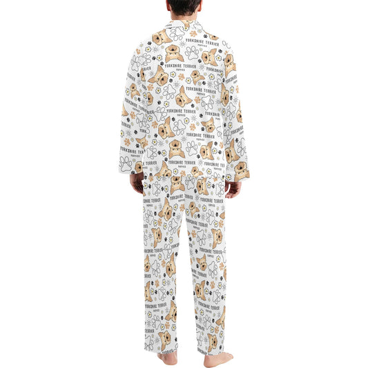 Yorkshire Terriers Print Design LKS308 Men's Long Pajama Set