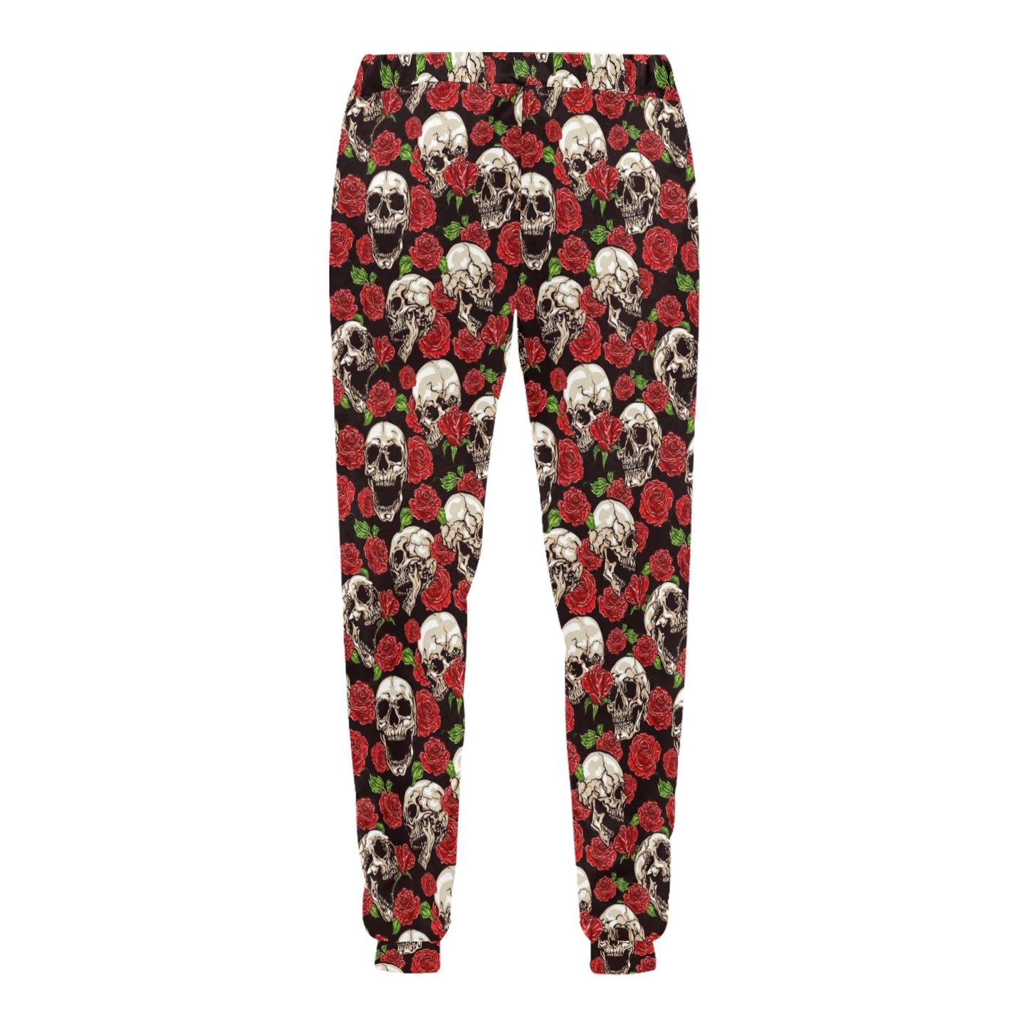Skull Roses Design Themed Print Men's Sweatpants