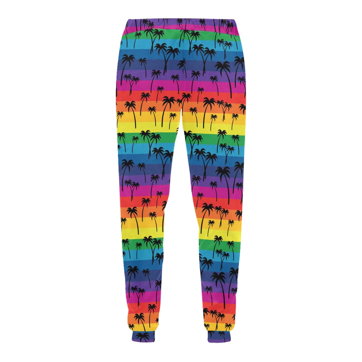 Palm Tree Rainbow Themed Print Men's Sweatpants