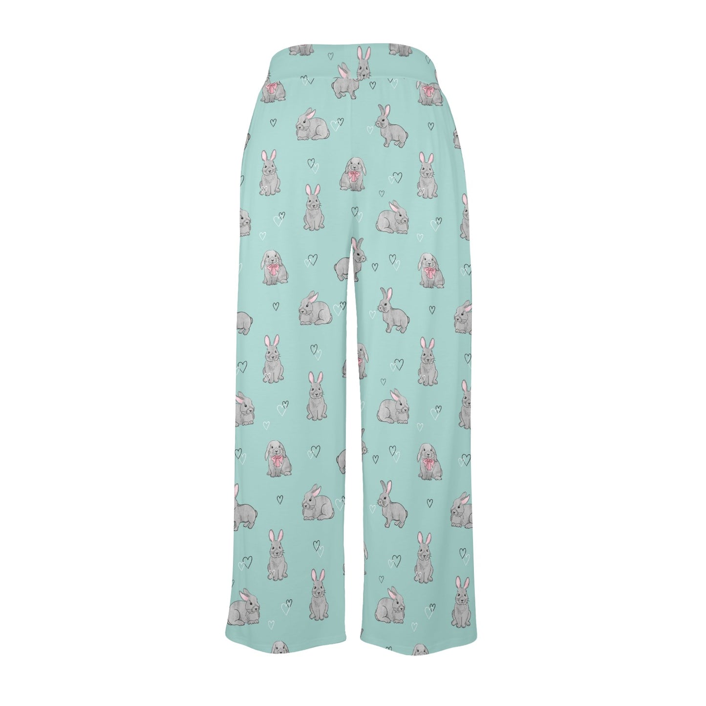 Bunny Pattern Print Design 02 Women's Wide Leg Lounge Pants