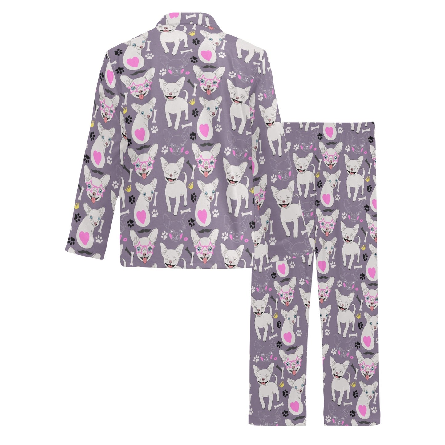 Chihuahua Happy Pattern Men's Long Pajama Set