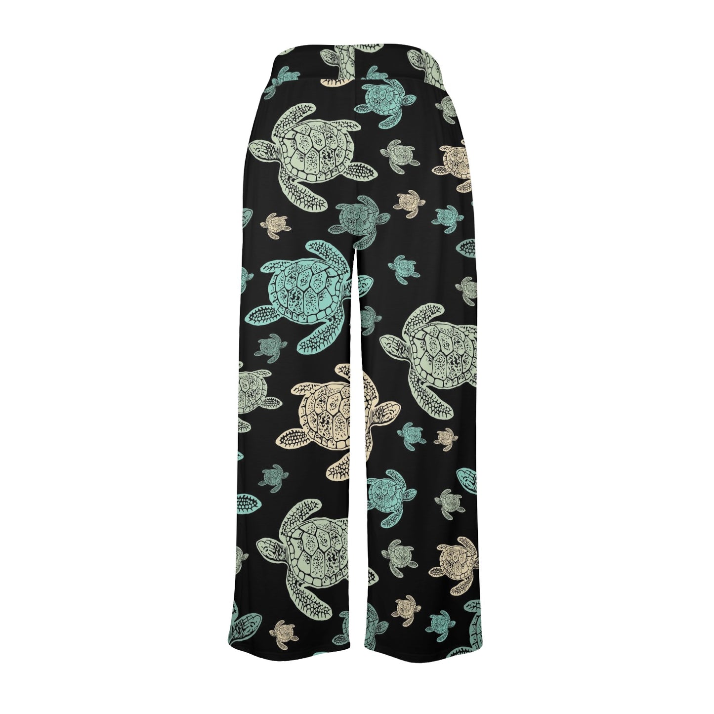 Sea Turtle Stamp Pattern Women's Wide Leg Lounge Pants
