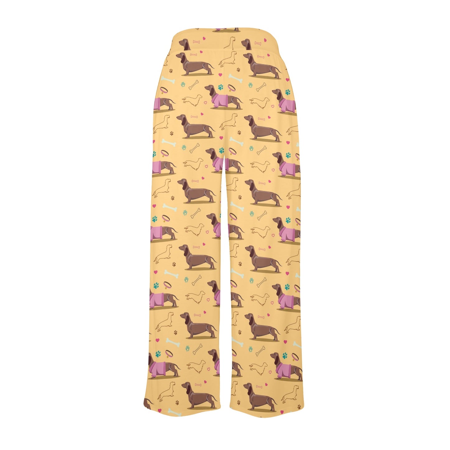 Dachshund Pattern Print Design 07 Women's Wide Leg Lounge Pants