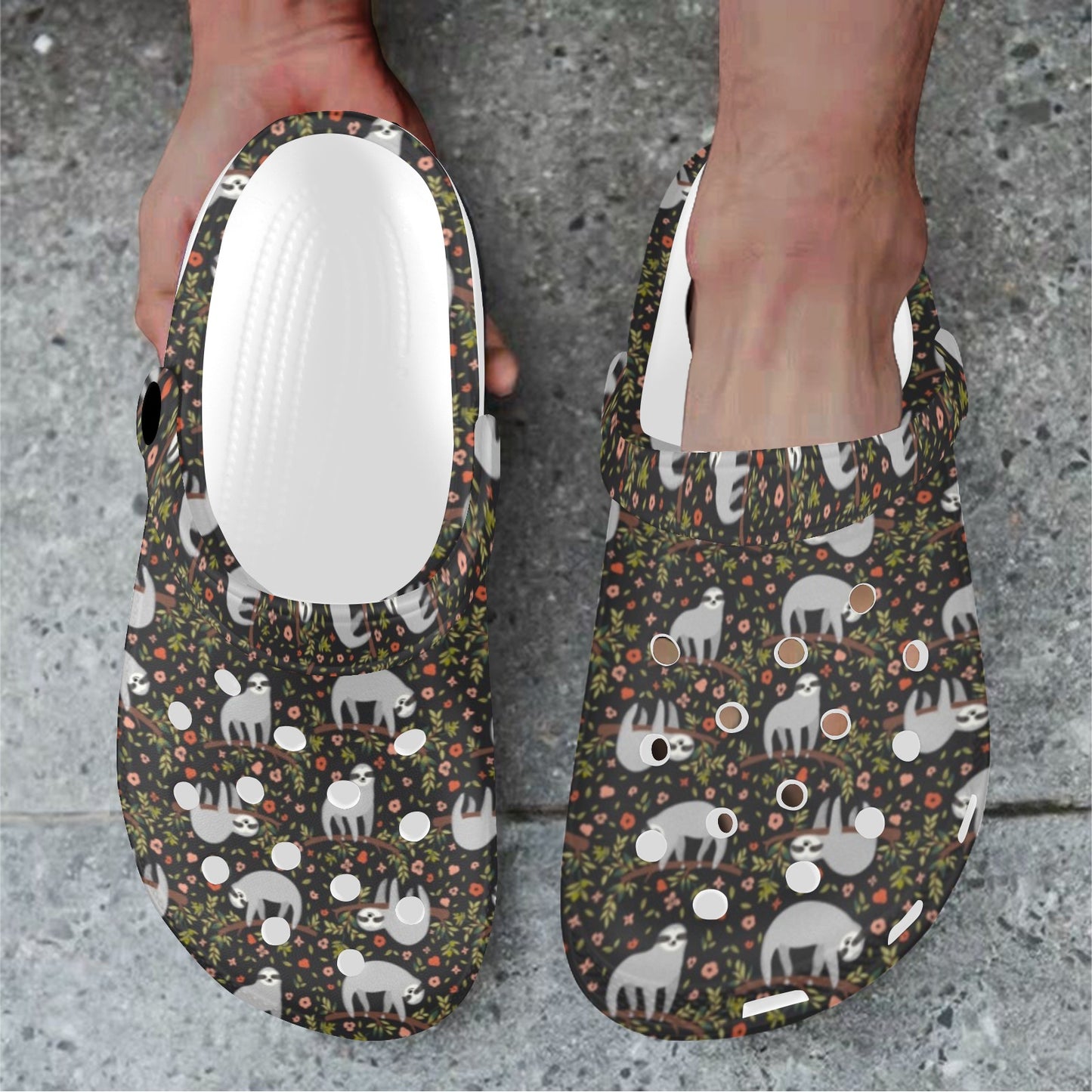 Sloth Cute Design Themed Print Unisex Clogs Shoes