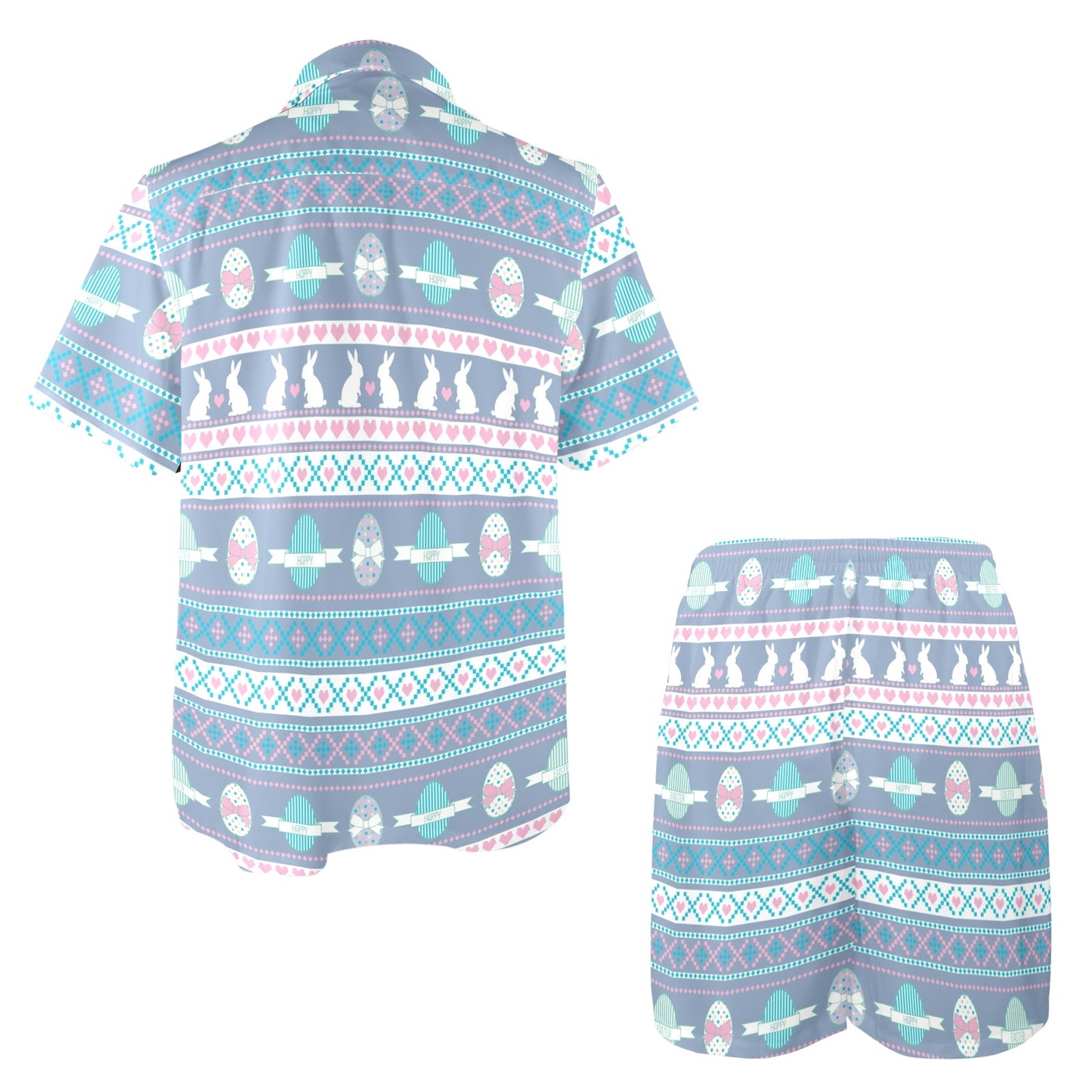 Easter Eggs Pattern Print Design RB013 Men's Beach Shirt and Shorts Set