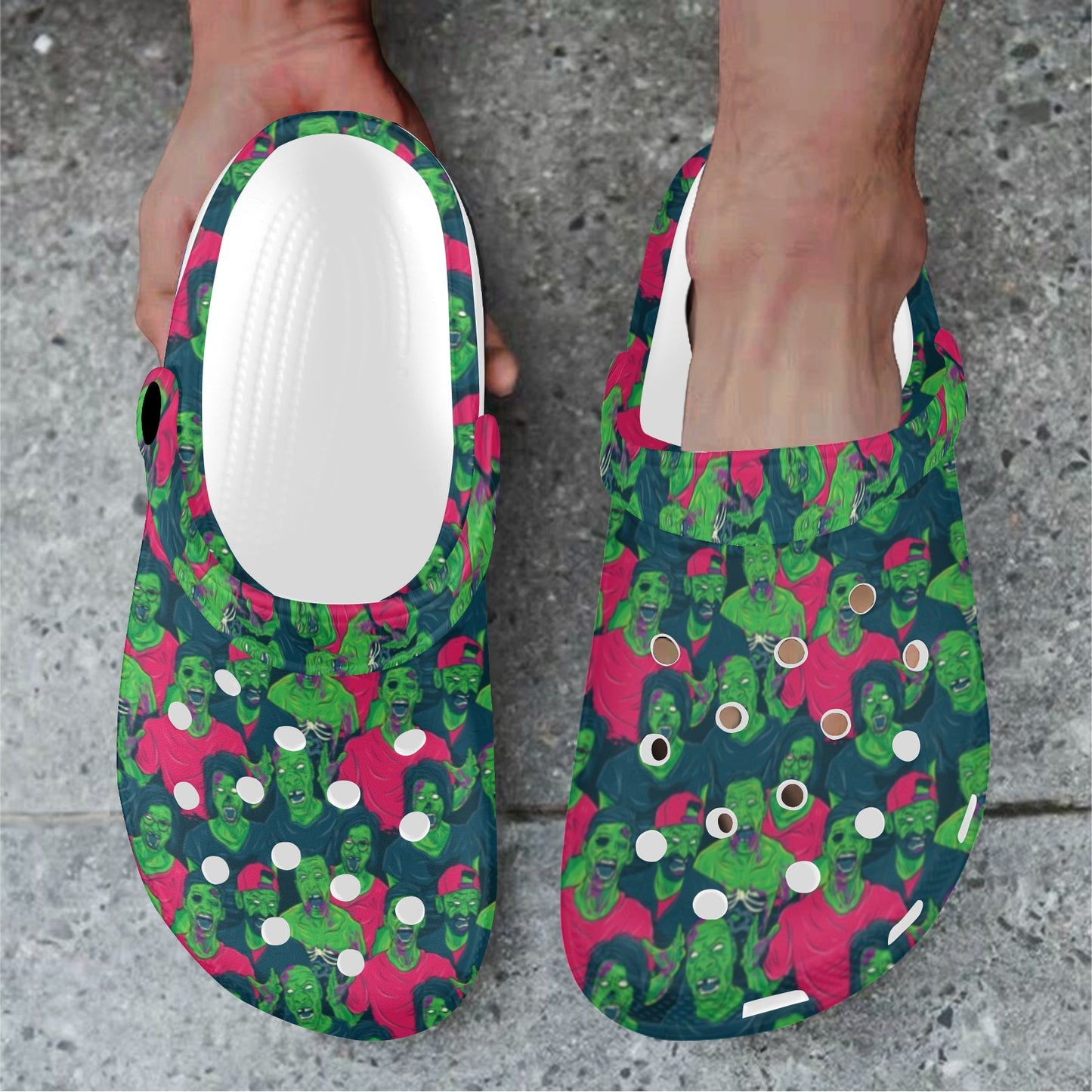 Zombie Themed Design Pattern Print Unisex Clogs Shoes