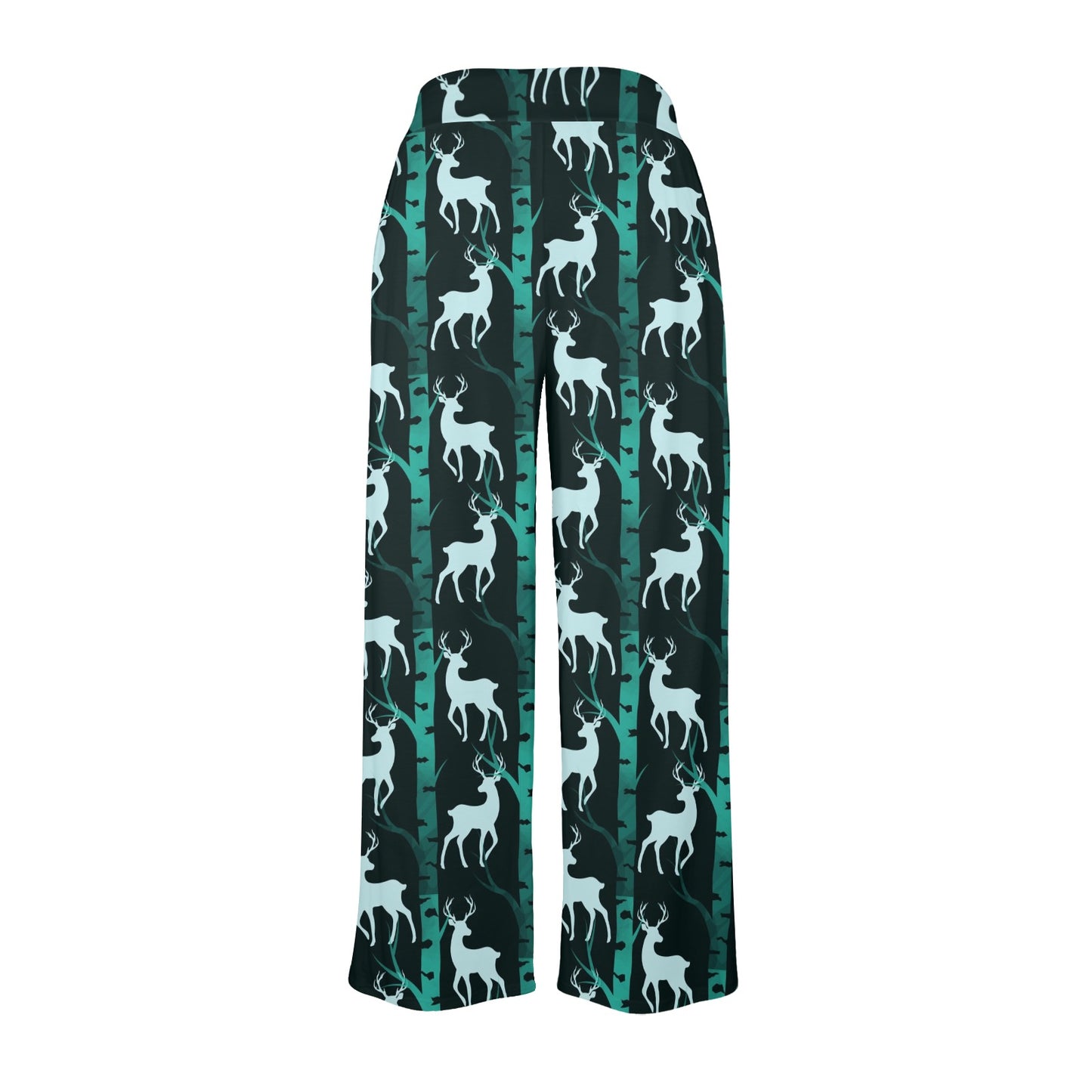 Deer Jungle Print Pattern Women's Wide Leg Lounge Pants